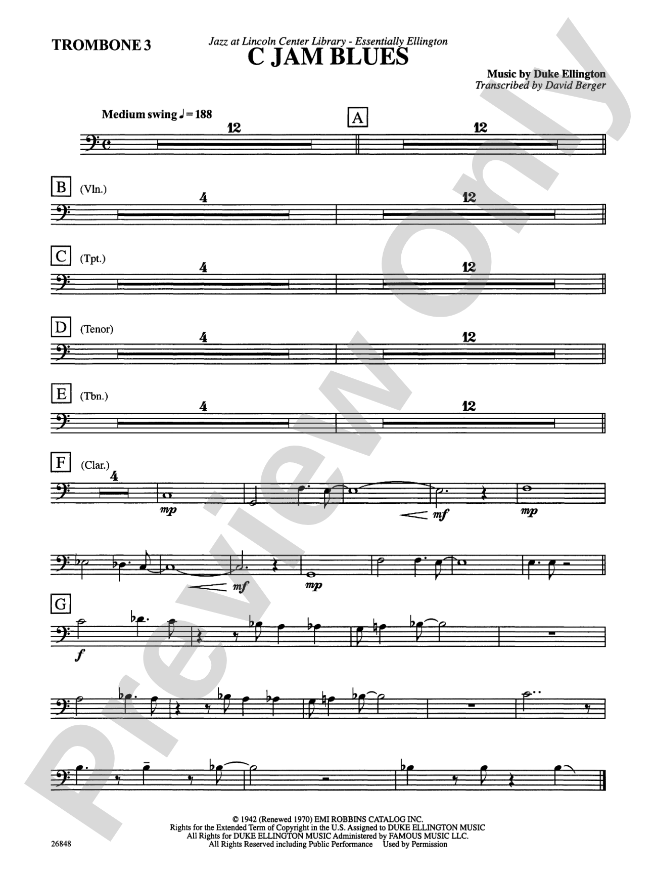 C Jam Blues: 3rd Trombone