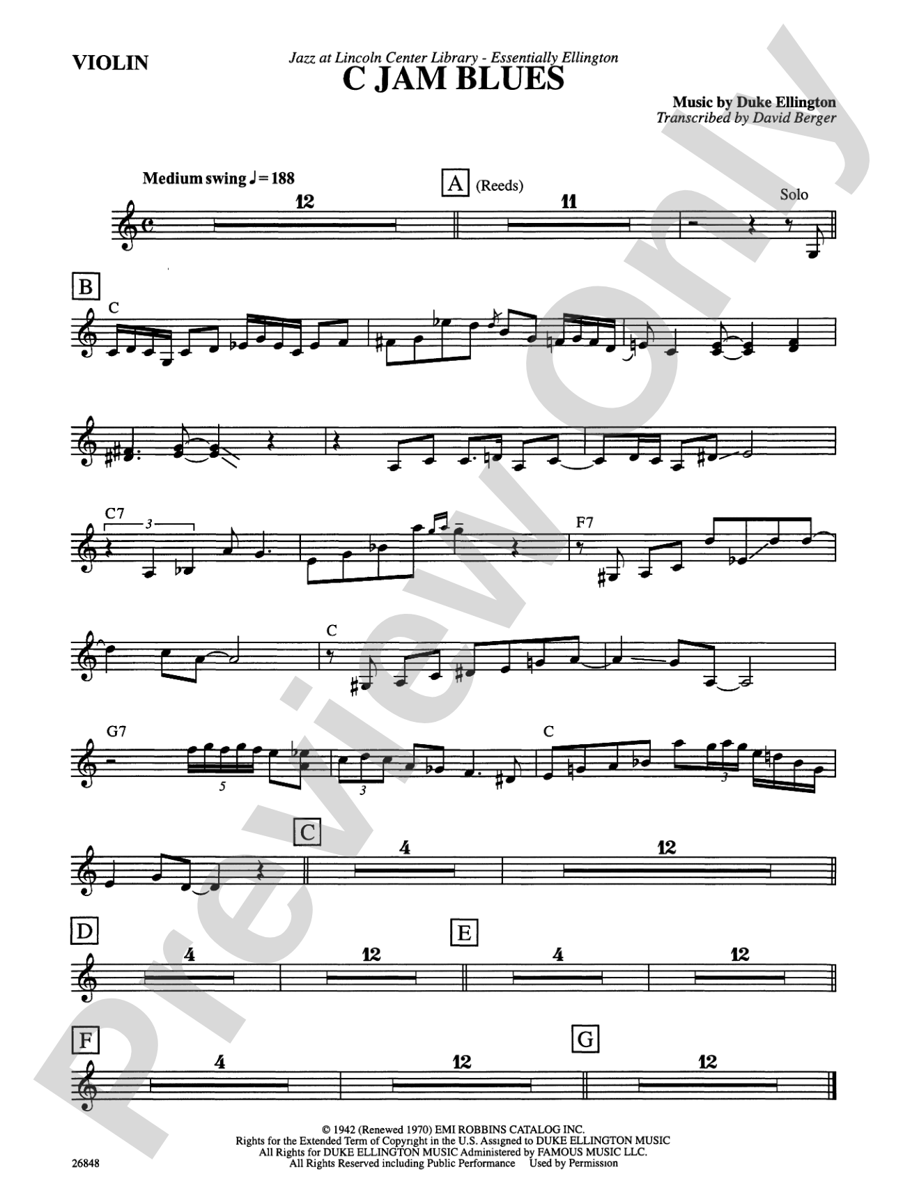 C Jam Blues: 1st Violin