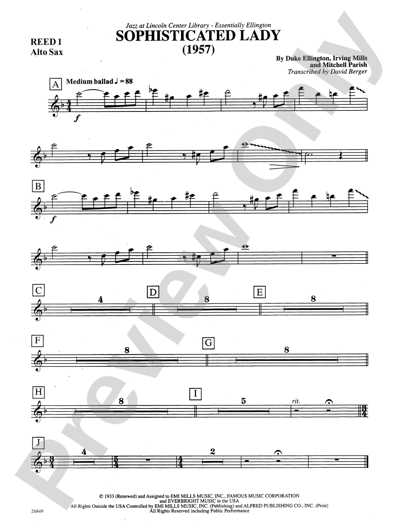 Sophisticated Lady: E-flat Alto Saxophone