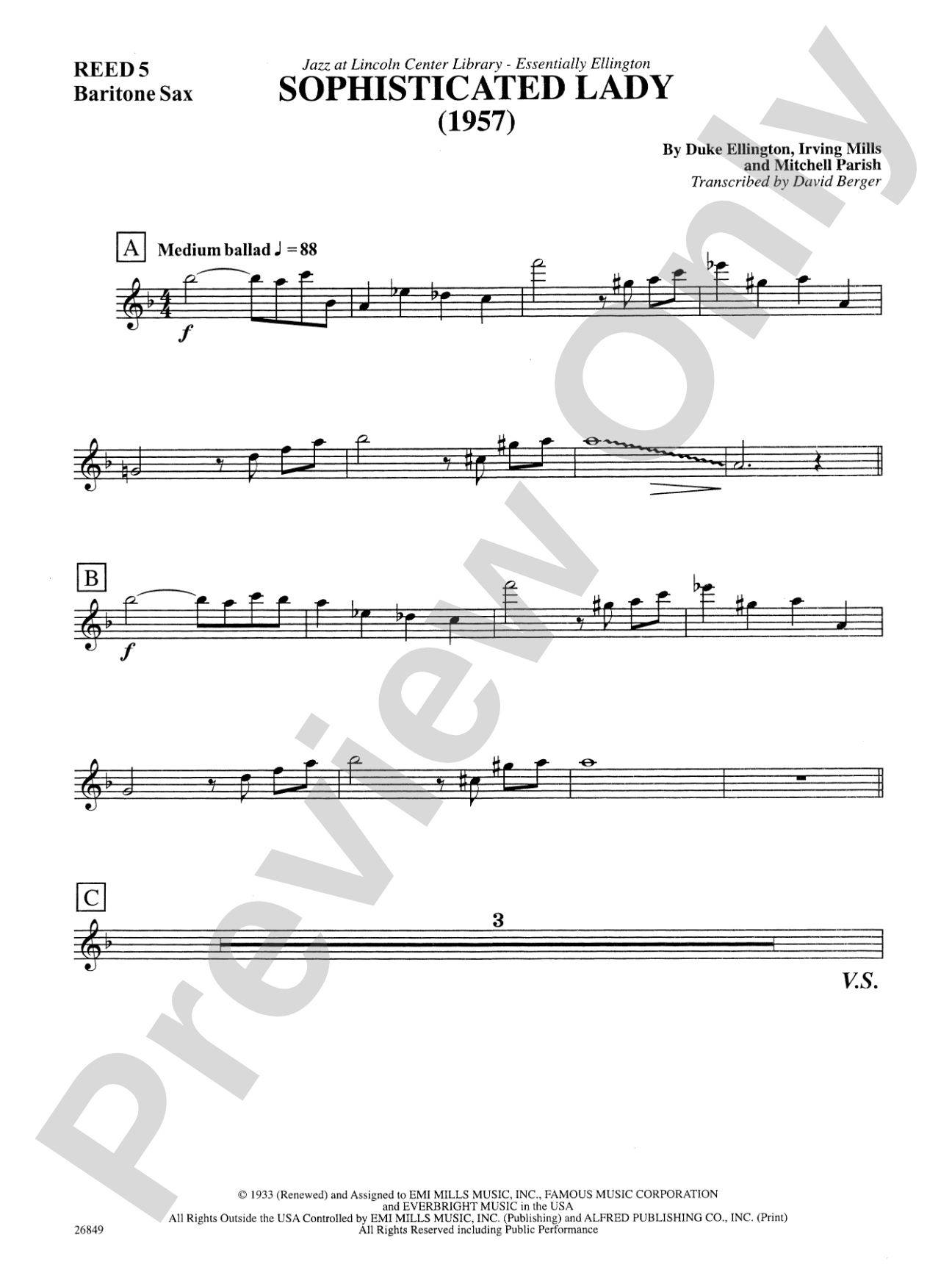 Sophisticated Lady: E-flat Baritone Saxophone