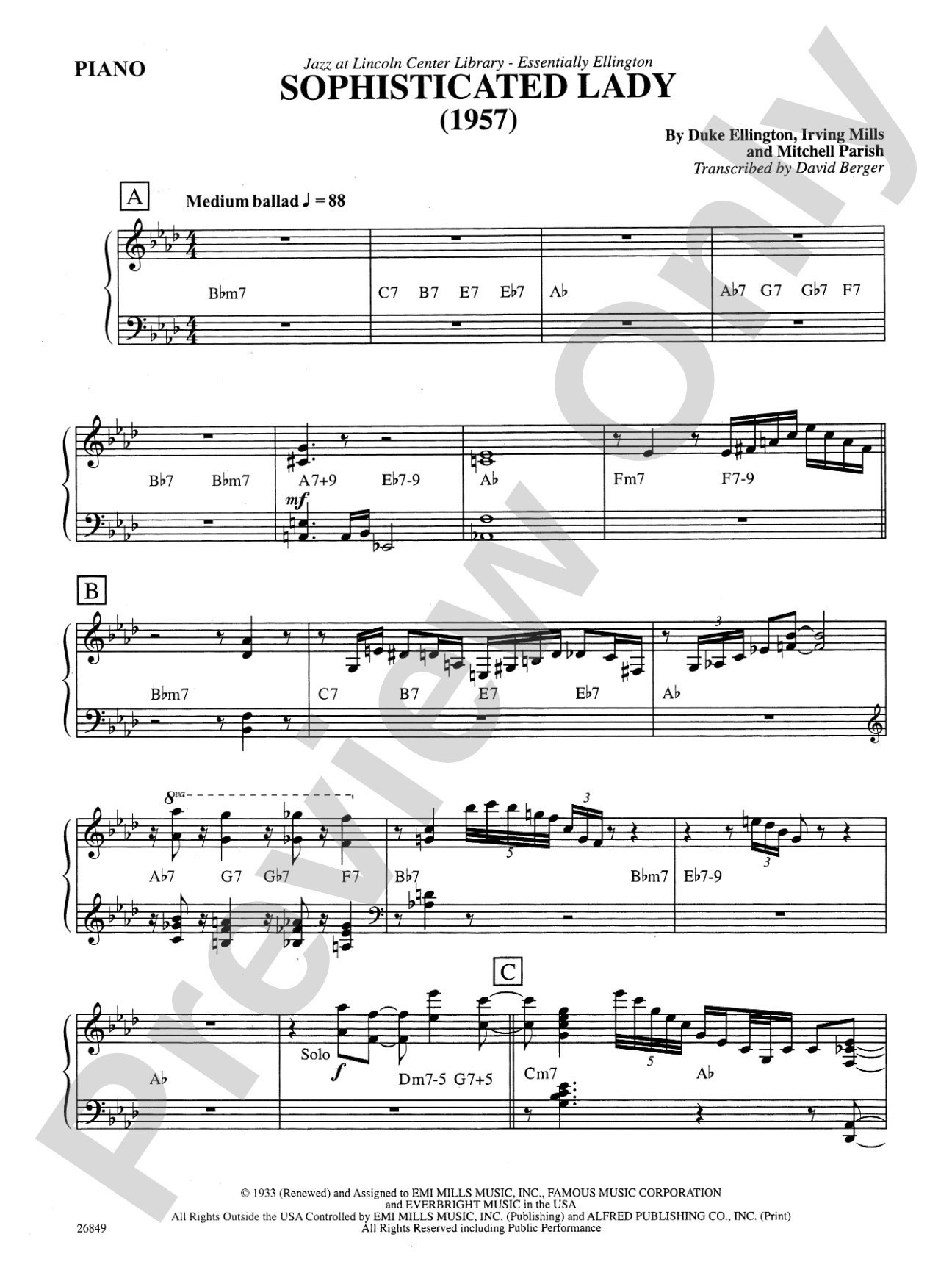 Sophisticated Lady: Piano Accompaniment