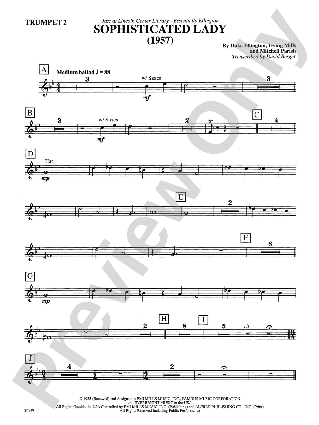 Sophisticated Lady: 2nd B-flat Trumpet