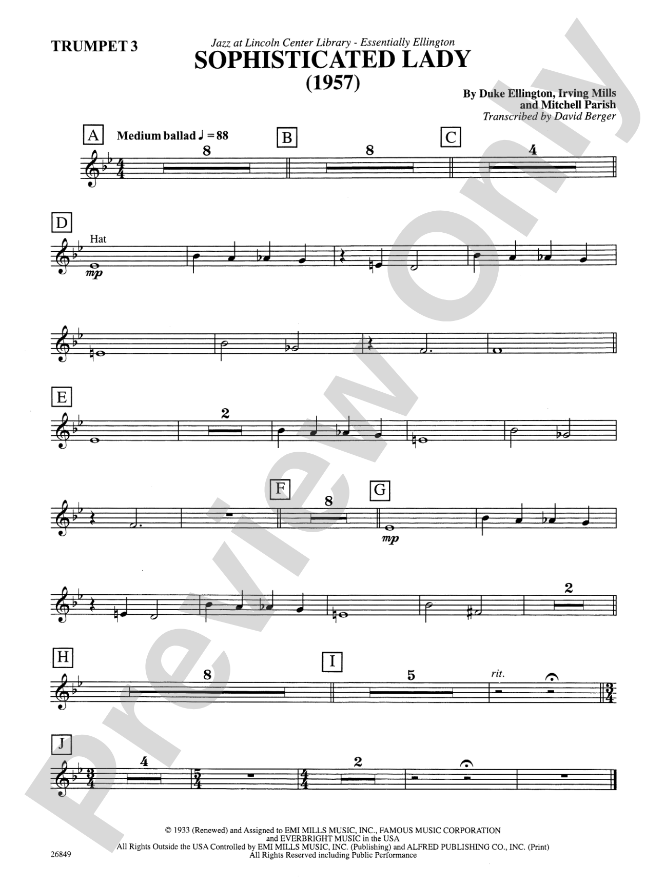 Sophisticated Lady: 3rd B-flat Trumpet