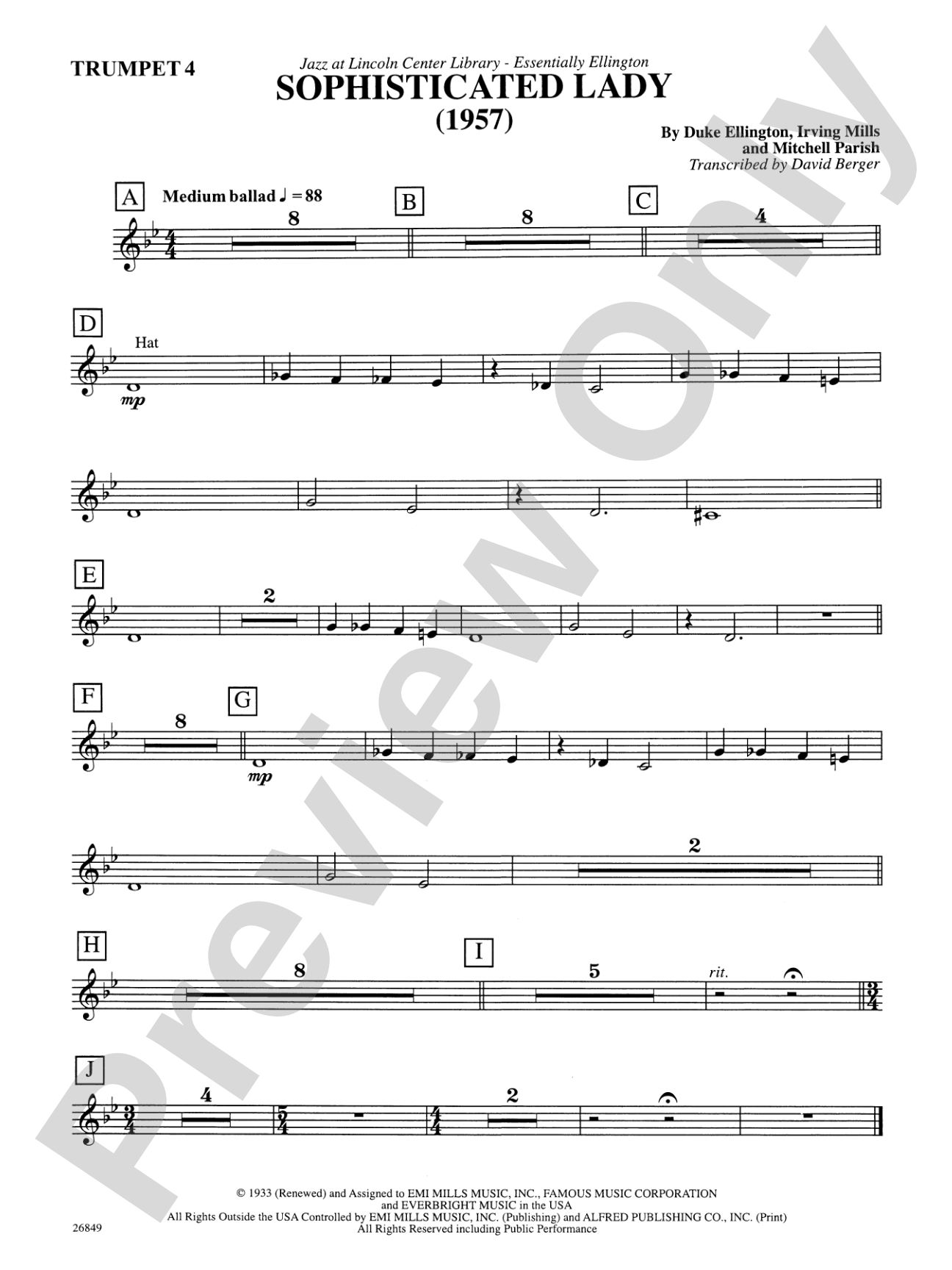 Sophisticated Lady: 4th B-flat Trumpet