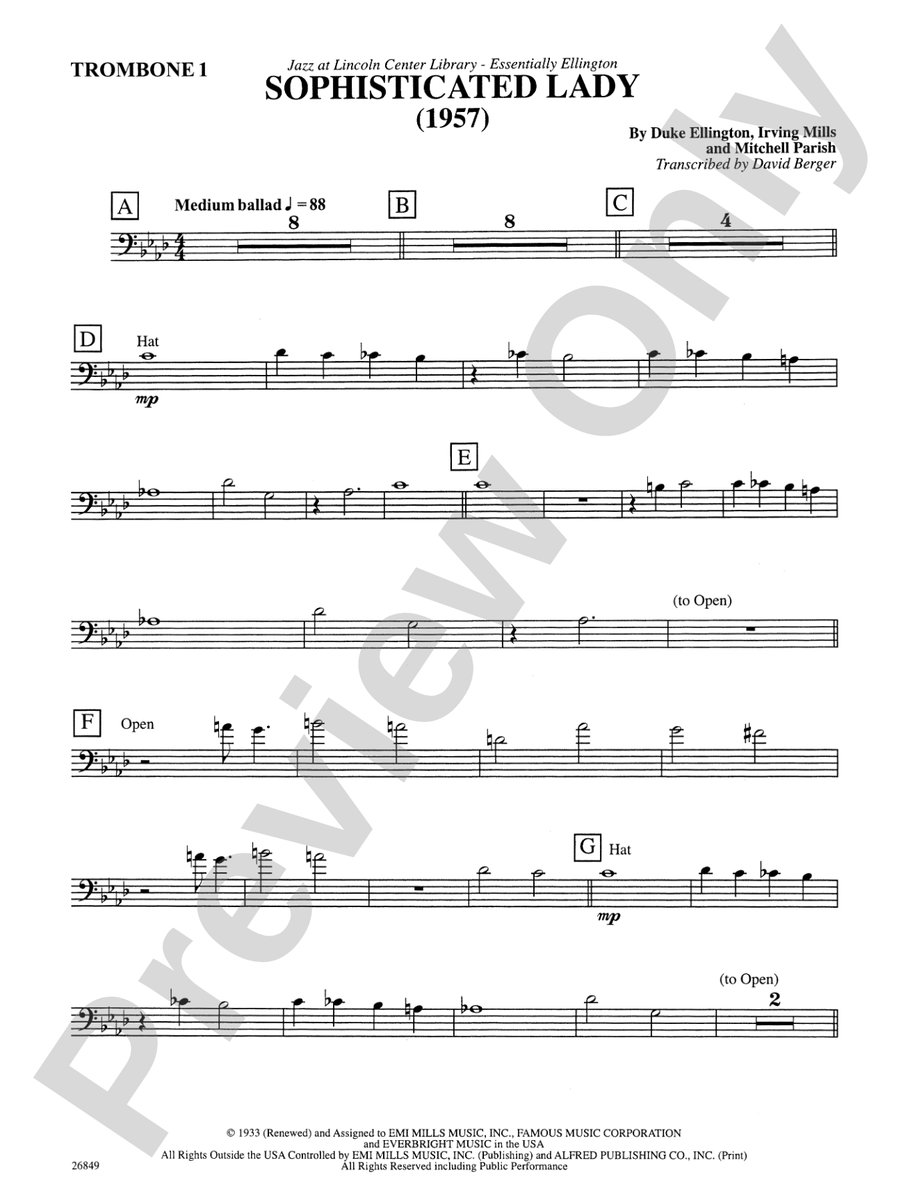 Sophisticated Lady: 1st Trombone