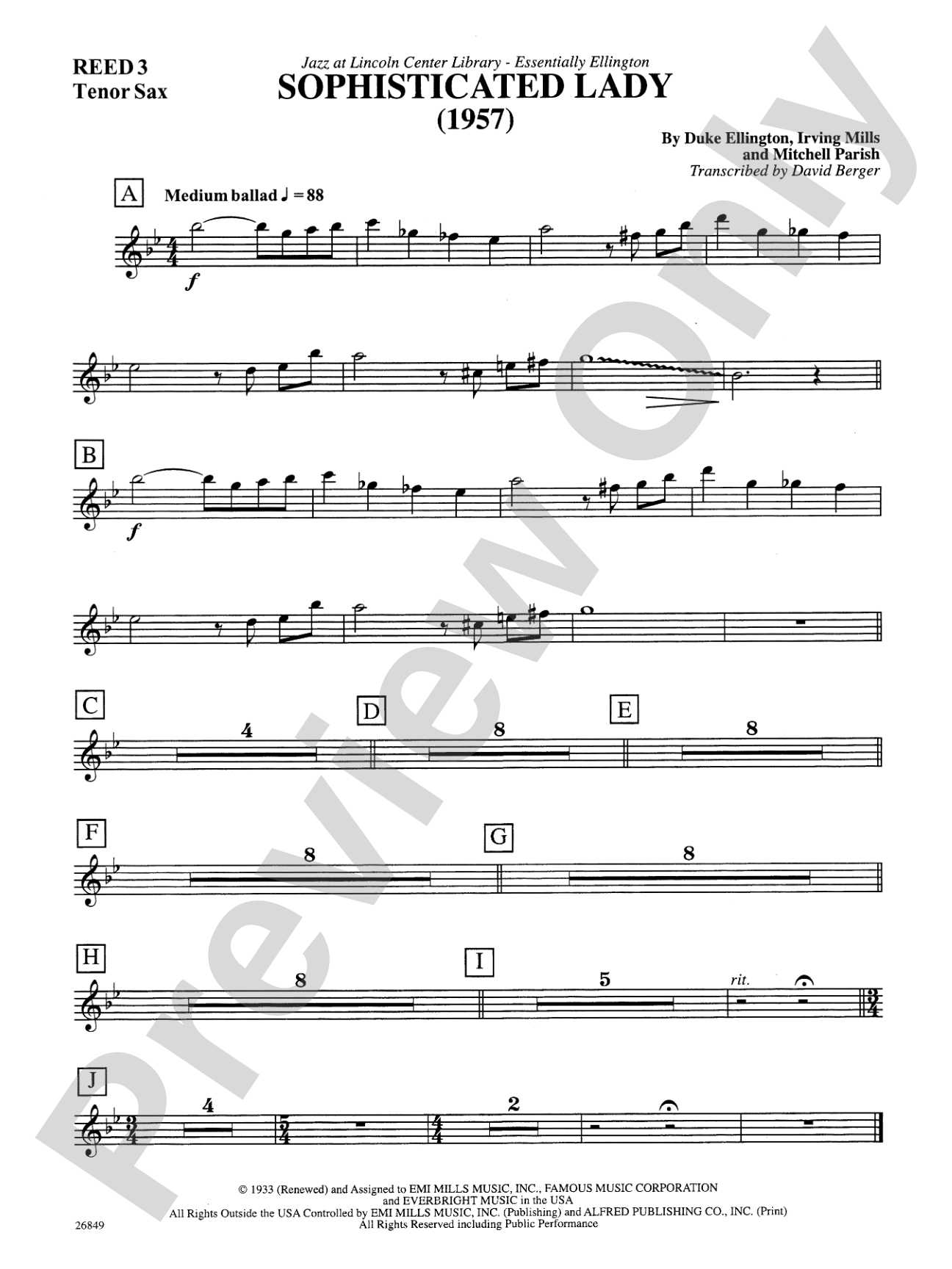 Sophisticated Lady: B-flat Tenor Saxophone