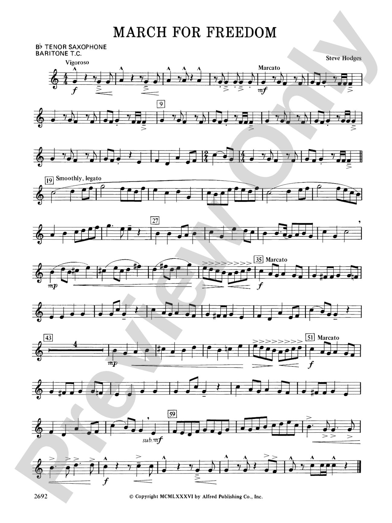 March for Freedom: B-flat Tenor Saxophone