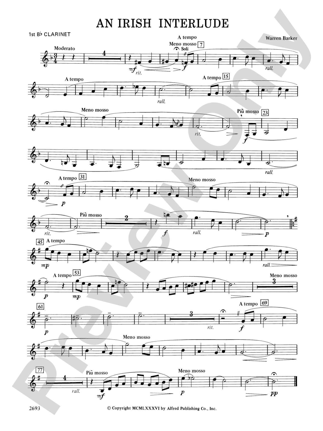 An Irish Interlude: 1st B-flat Clarinet