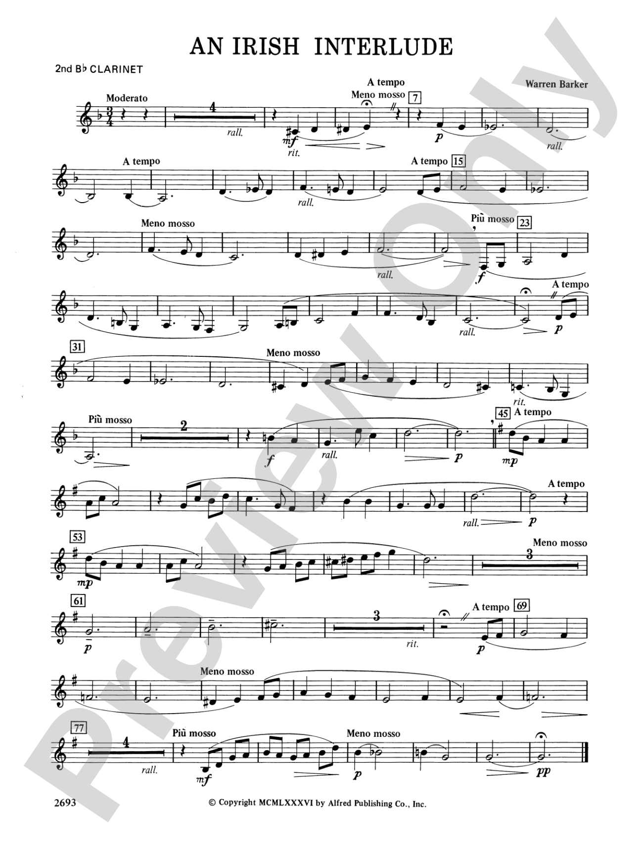 An Irish Interlude: 2nd B-flat Clarinet
