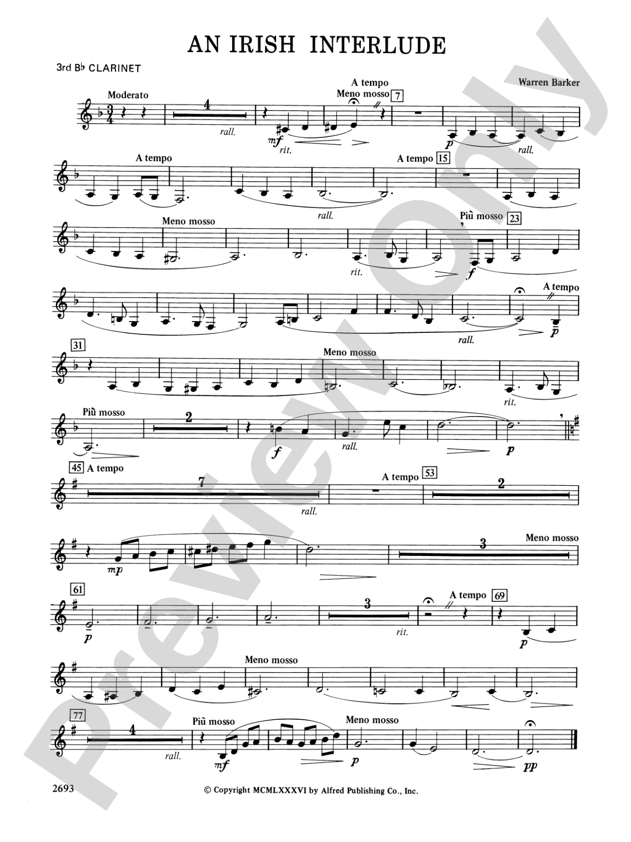 An Irish Interlude: 3rd B-flat Clarinet
