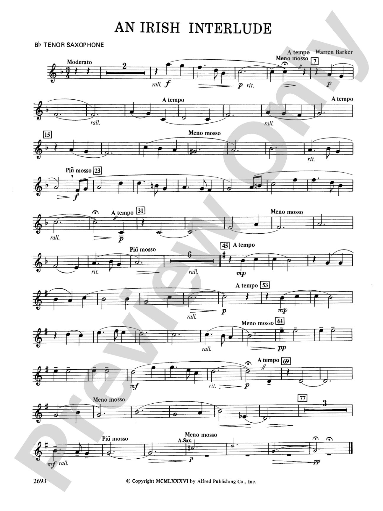 An Irish Interlude: B-flat Tenor Saxophone