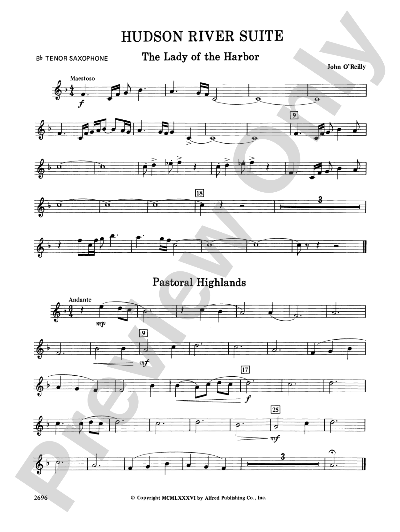 Hudson River Suite: B-flat Tenor Saxophone