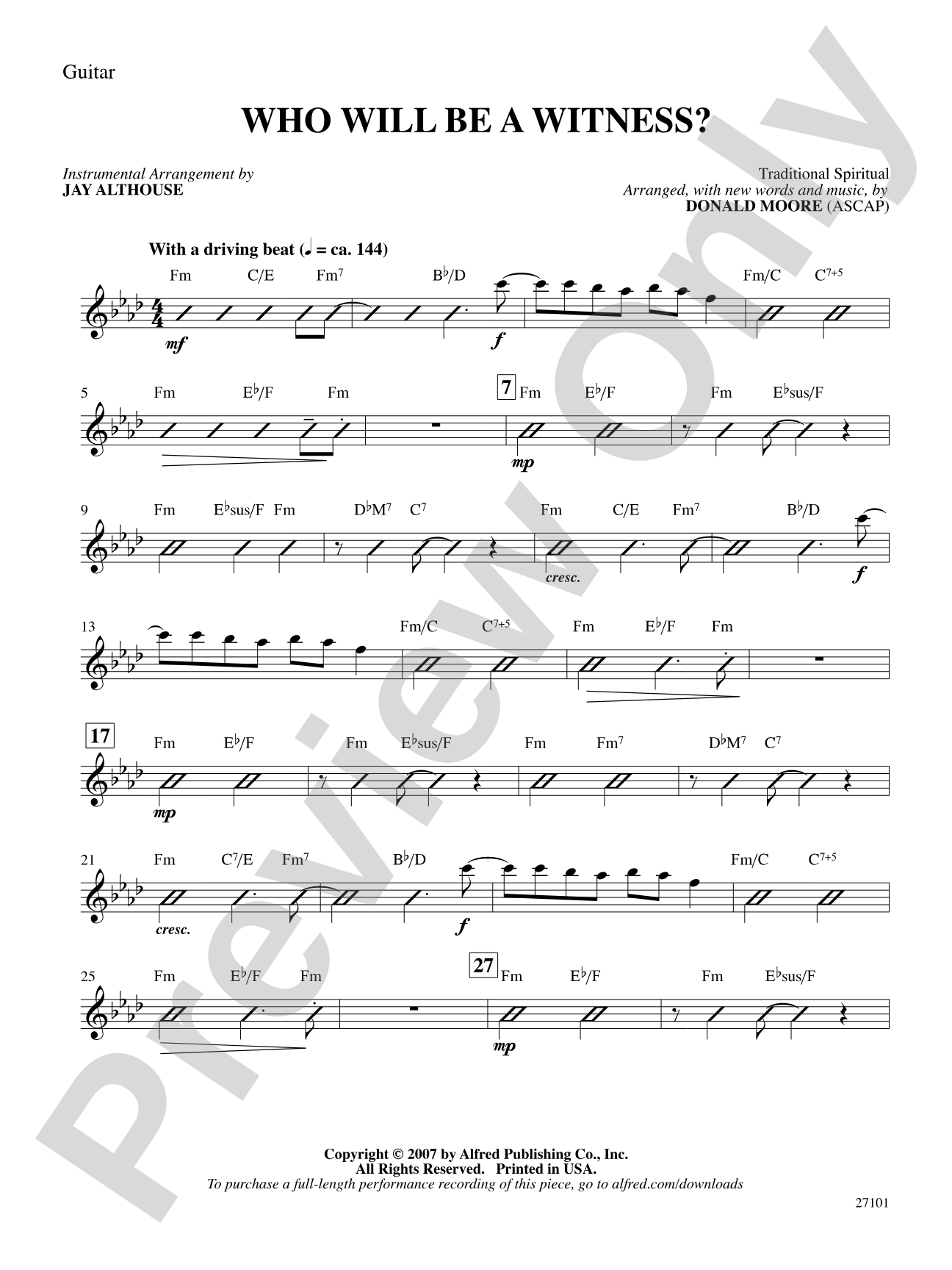 Who Will Be a Witness?: Guitar: Choral SoundPax