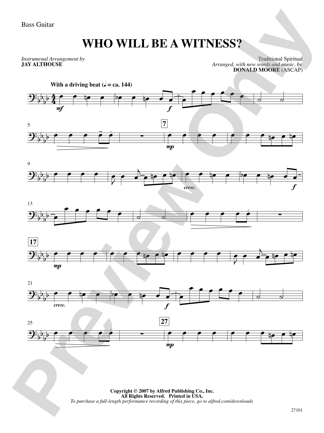 Who Will Be a Witness?: String Bass: Choral SoundPax