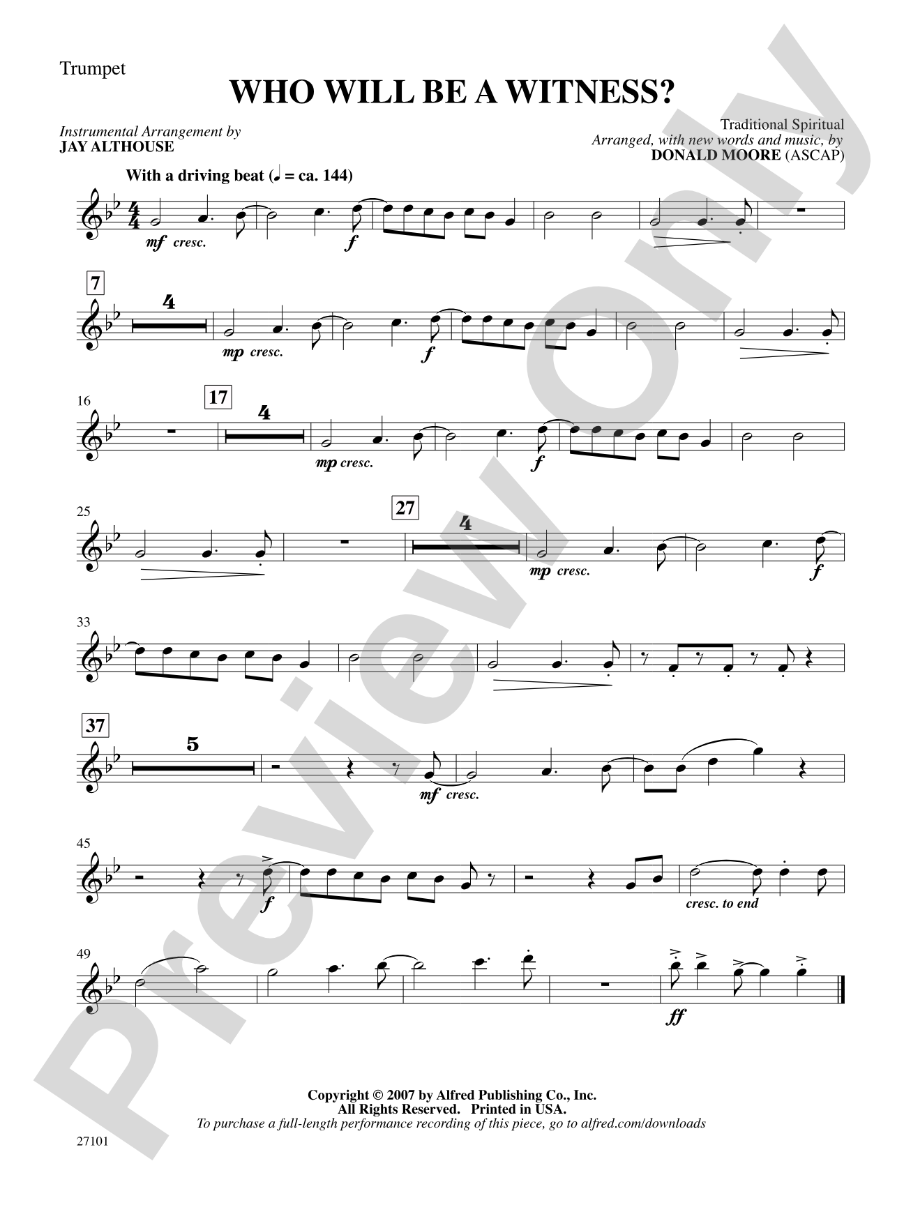 Who Will Be a Witness?: 1st B-flat Trumpet: Choral SoundPax