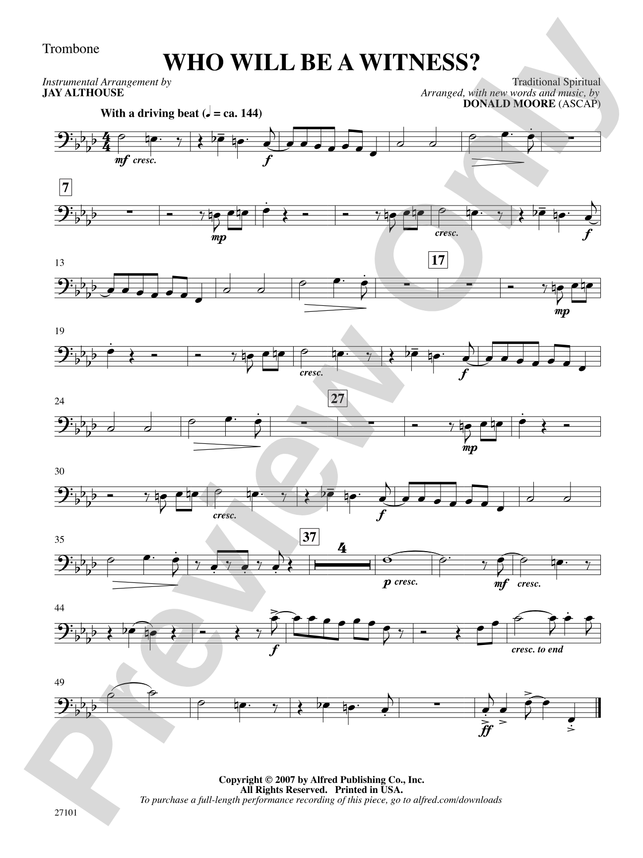 Who Will Be a Witness?: 1st Trombone: Choral SoundPax