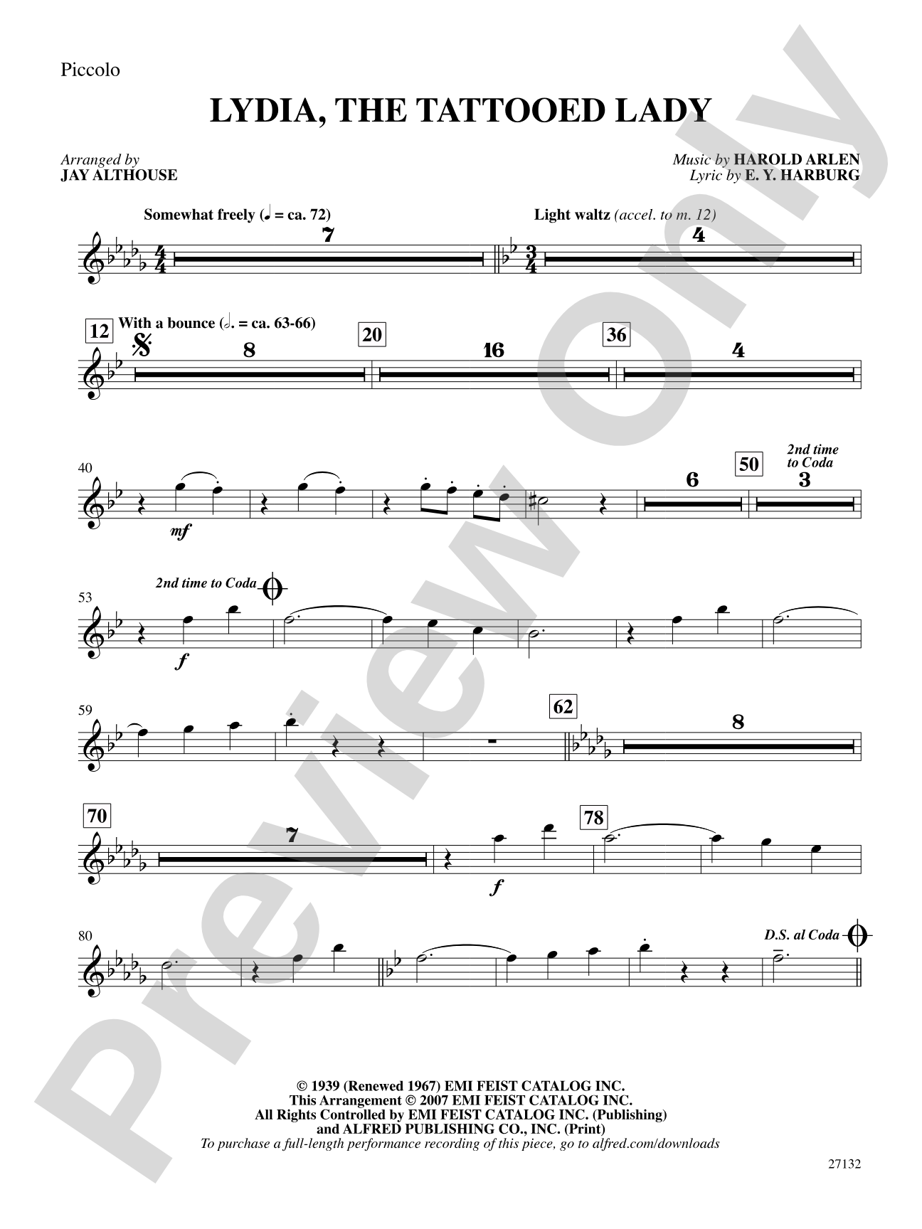 Lydia, the Tattooed Lady: Piccolo: Choral SoundPax