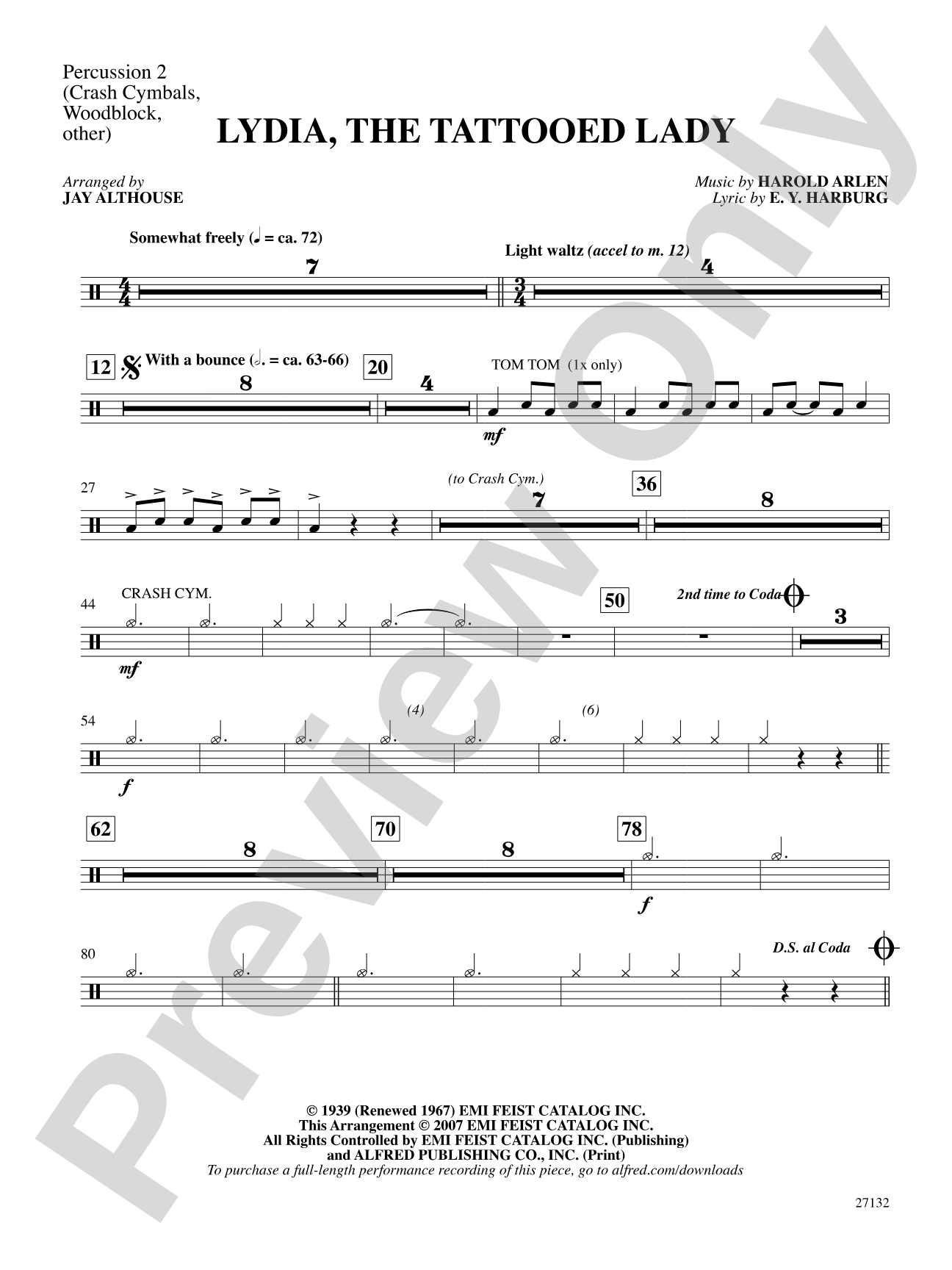 Lydia, the Tattooed Lady: 2nd Percussion: Choral SoundPax
