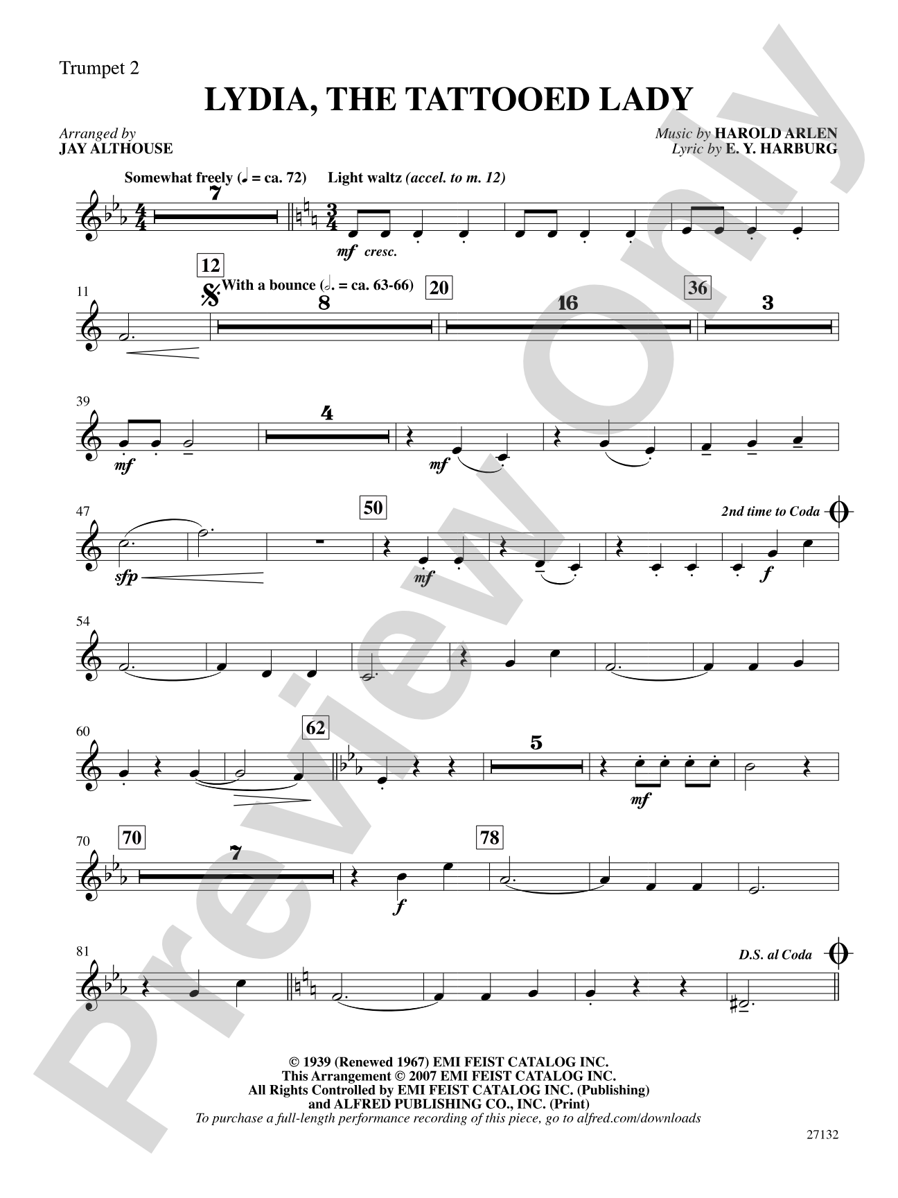Lydia, the Tattooed Lady: 2nd B-flat Trumpet: Choral SoundPax