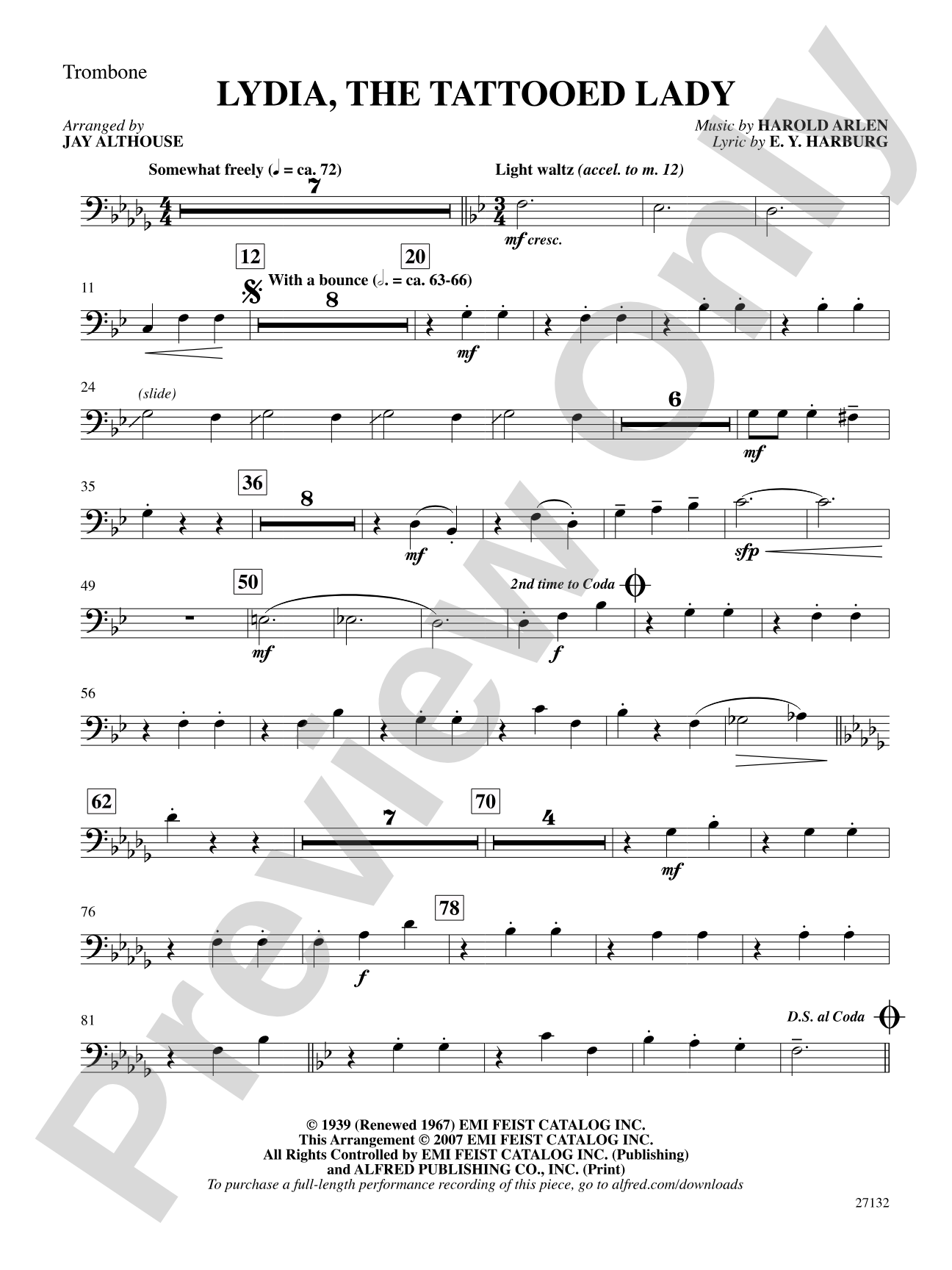 Lydia, the Tattooed Lady: 1st Trombone: Choral SoundPax