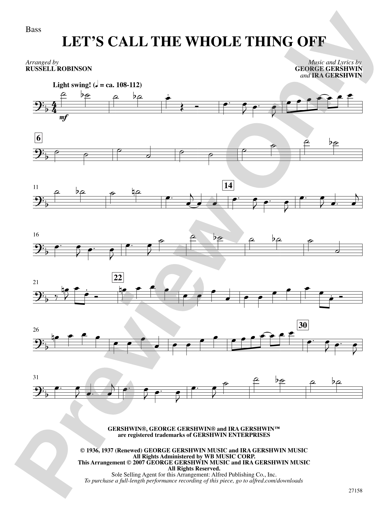 Let's Call the Whole Thing Off: String Bass: Choral SoundPax