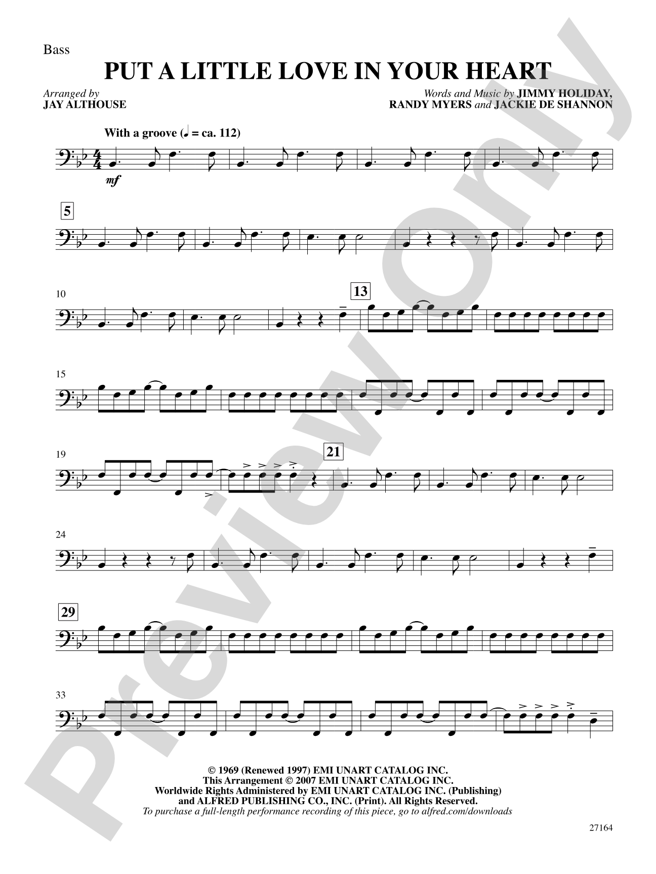 Put a Little Love in Your Heart: String Bass: Choral SoundPax