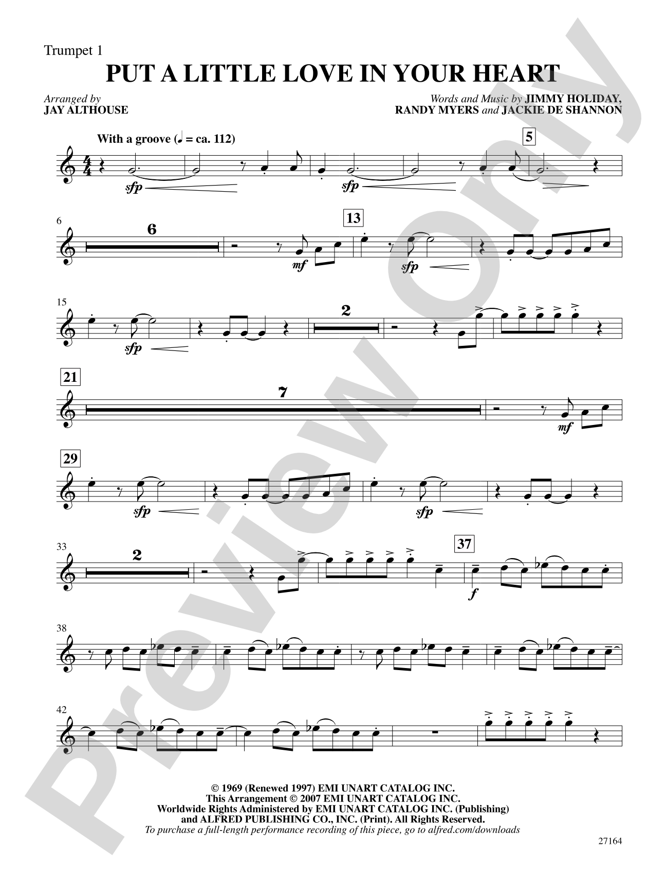 Put a Little Love in Your Heart: 1st B-flat Trumpet: Choral SoundPax
