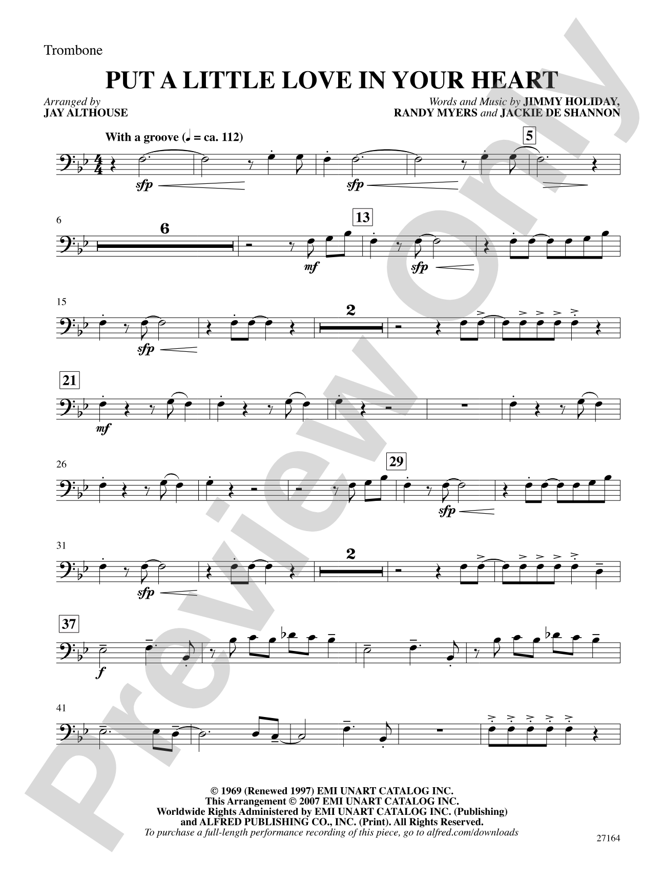 Put a Little Love in Your Heart: 1st Trombone: Choral SoundPax
