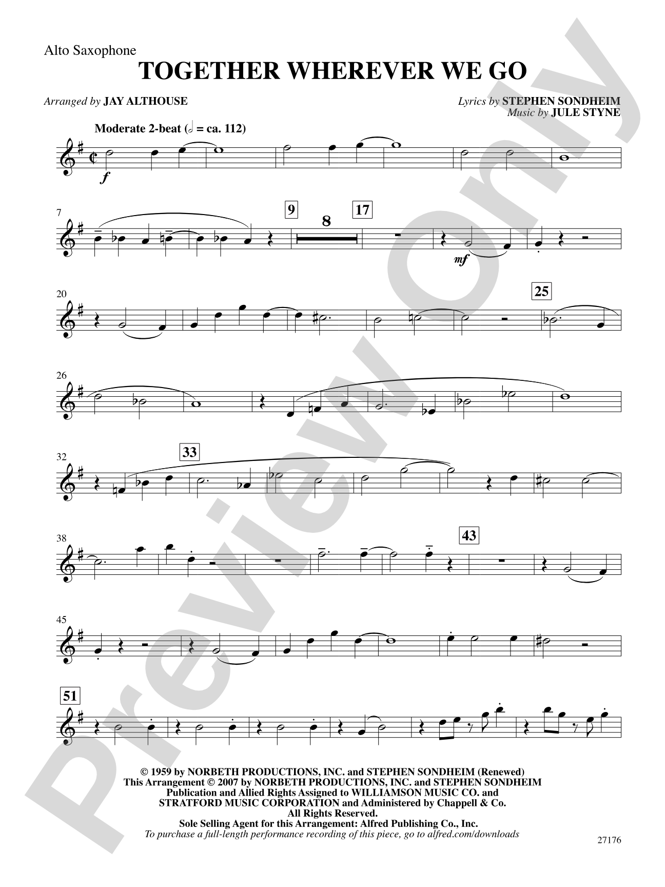 Together Wherever We Go (from Gypsy): E-flat Alto Saxophone: Choral SoundPax