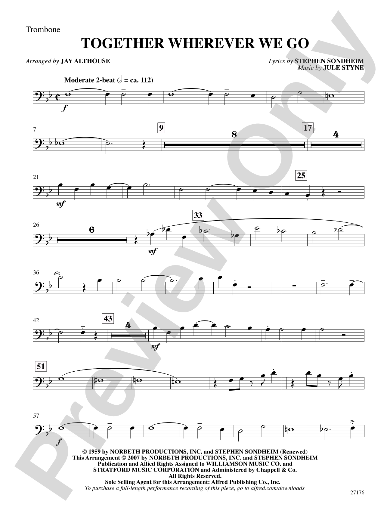 Together Wherever We Go (from Gypsy): 1st Trombone: Choral SoundPax