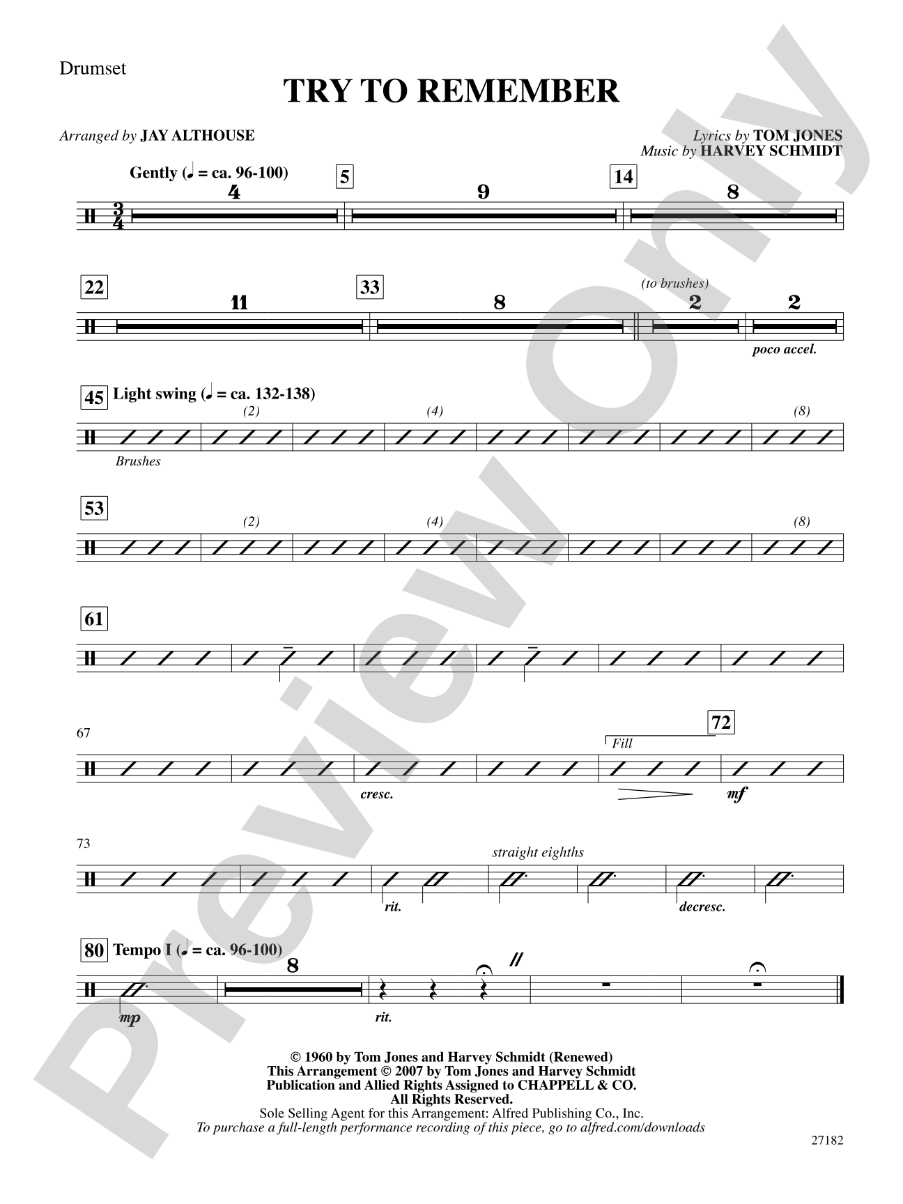 Try to Remember (from The Fantasticks): Drums: Choral SoundPax