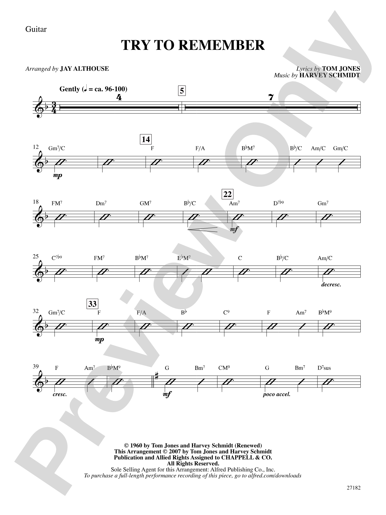 Try to Remember (from The Fantasticks): Guitar: Choral SoundPax