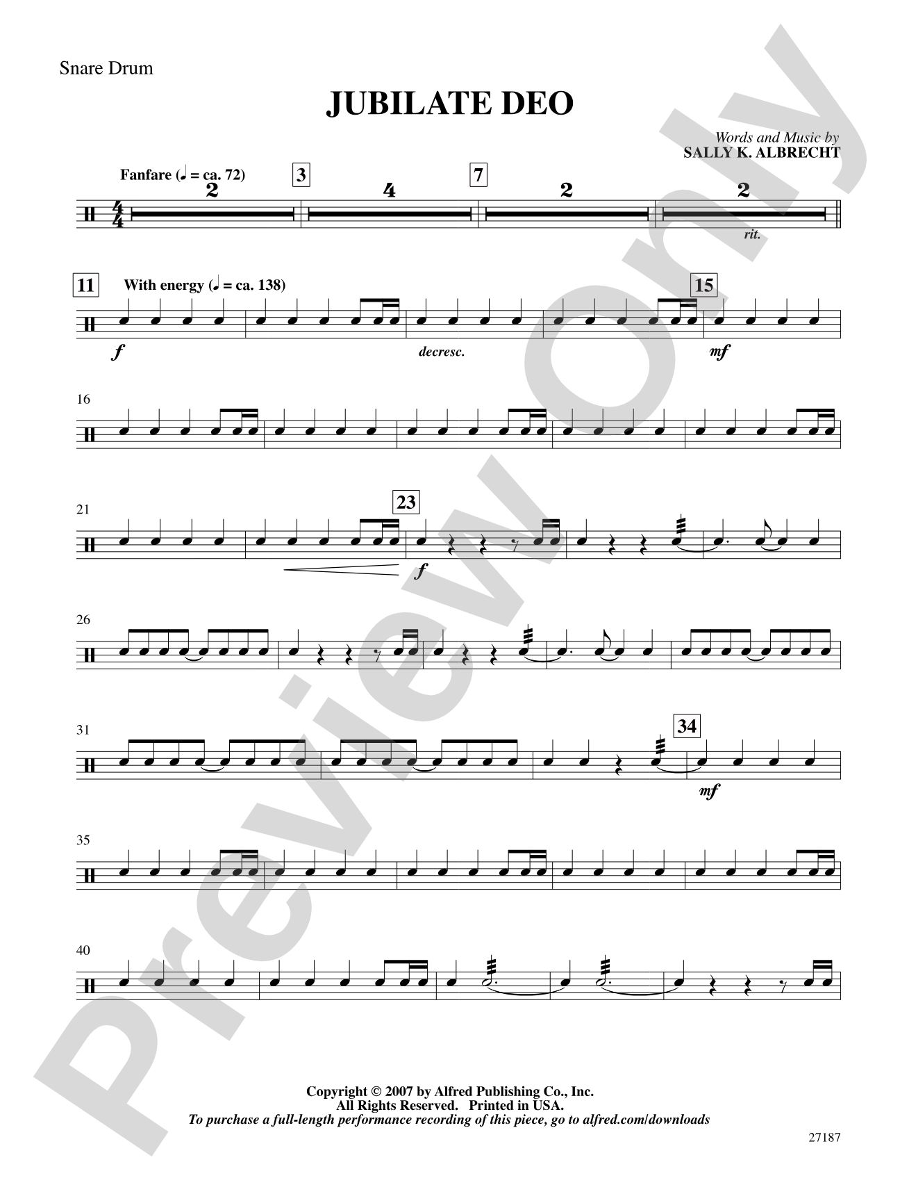 Jubilate Deo: Snare Drum: Choral SoundPax