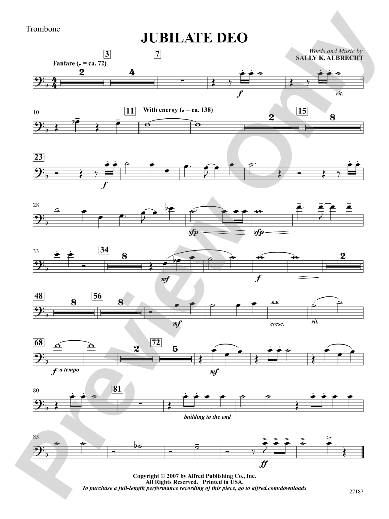 Jubilate Deo: 1st Trombone: Choral SoundPax