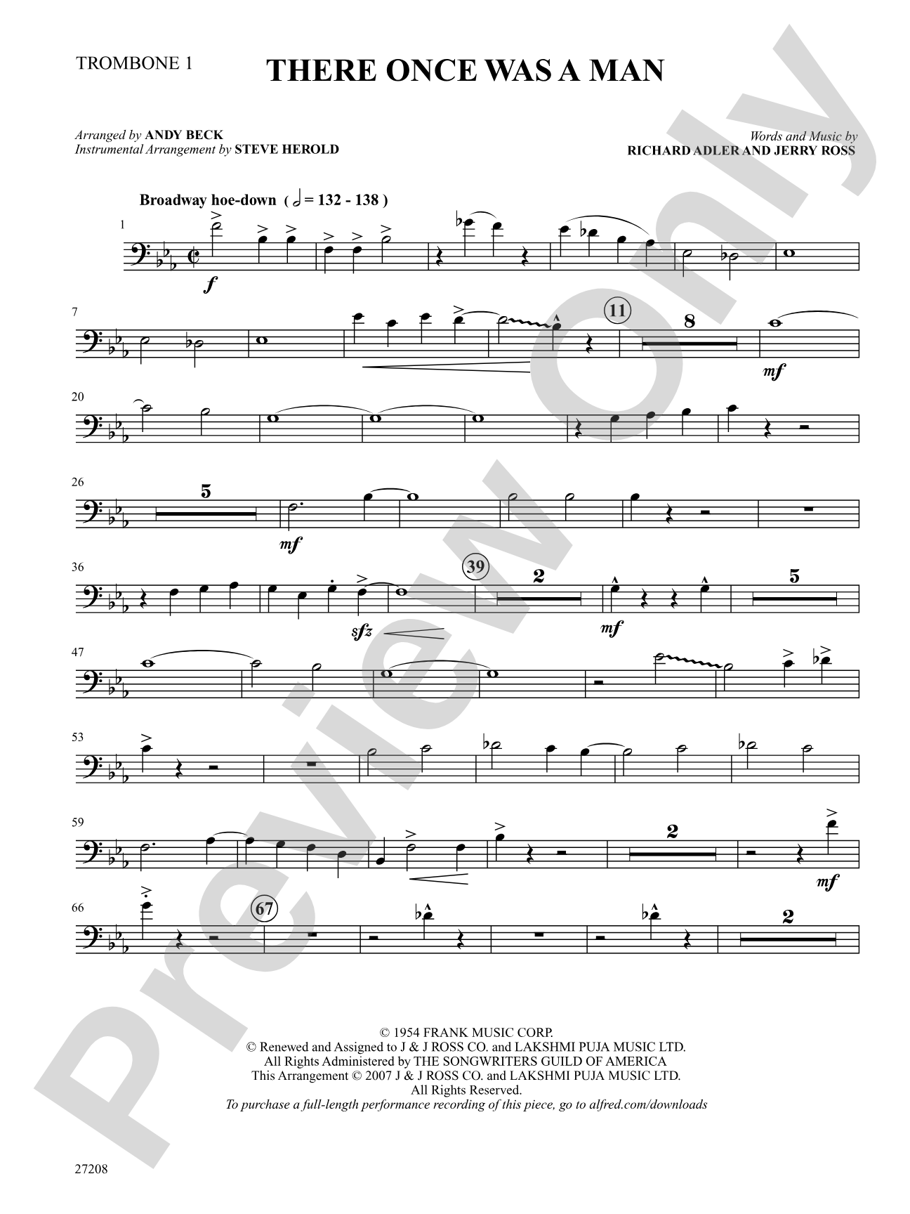 There Once Was a Man (from The Pajama Game): 1st Trombone: Choral SoundPax