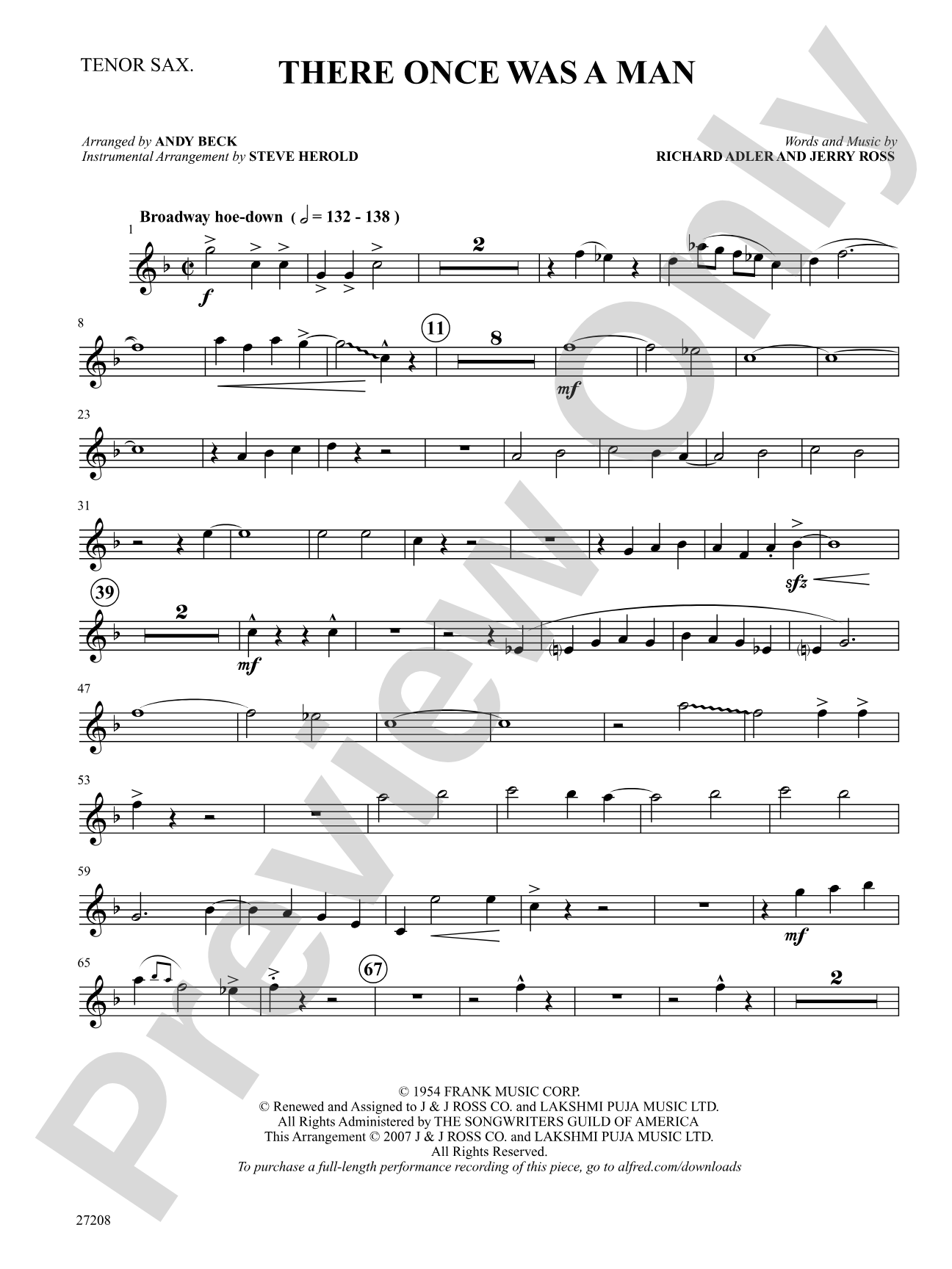 There Once Was a Man (from The Pajama Game): B-flat Tenor Saxophone: Choral SoundPax