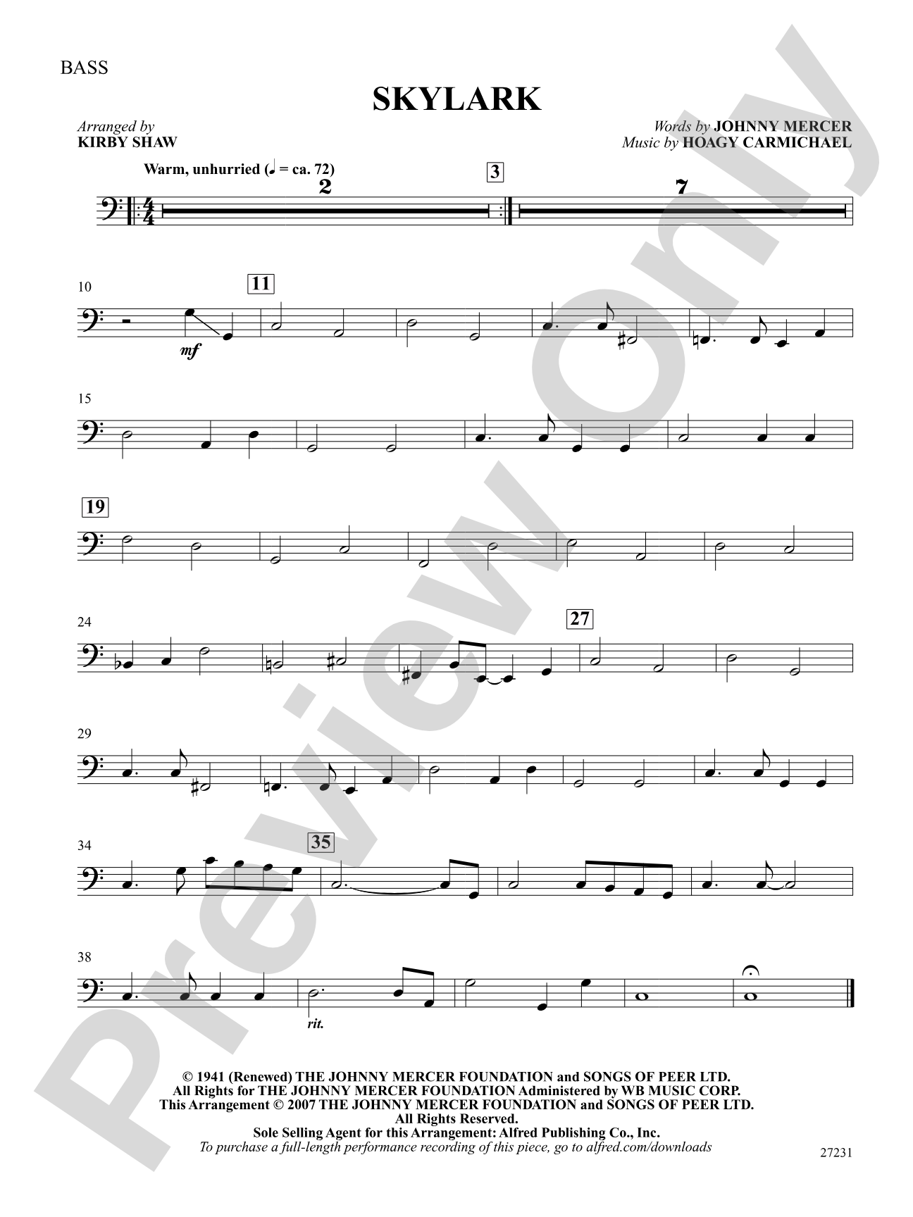 Skylark: String Bass: Choral SoundPax