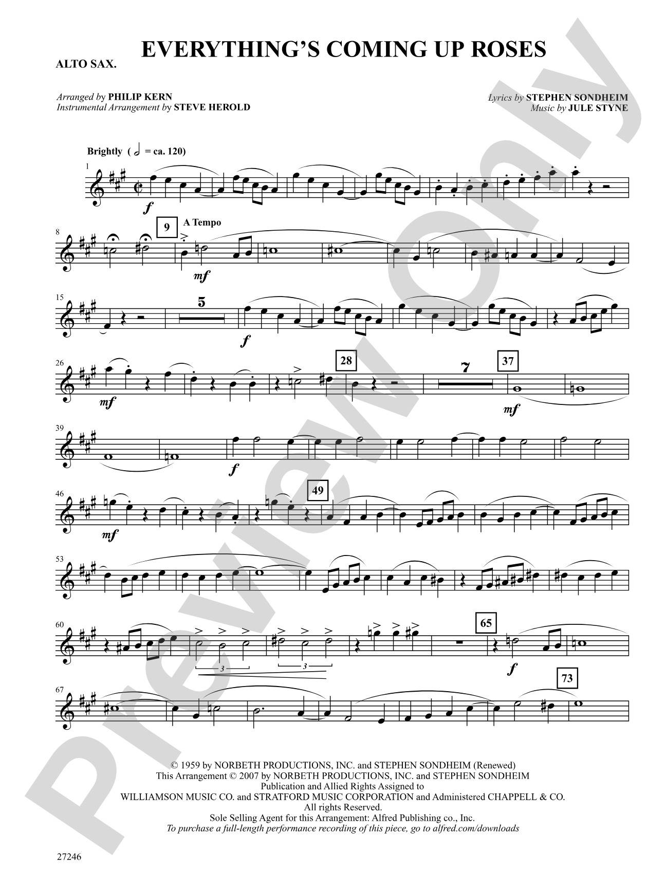 Everything's Coming Up Roses (from Gypsy): E-flat Alto Saxophone: Choral SoundPax