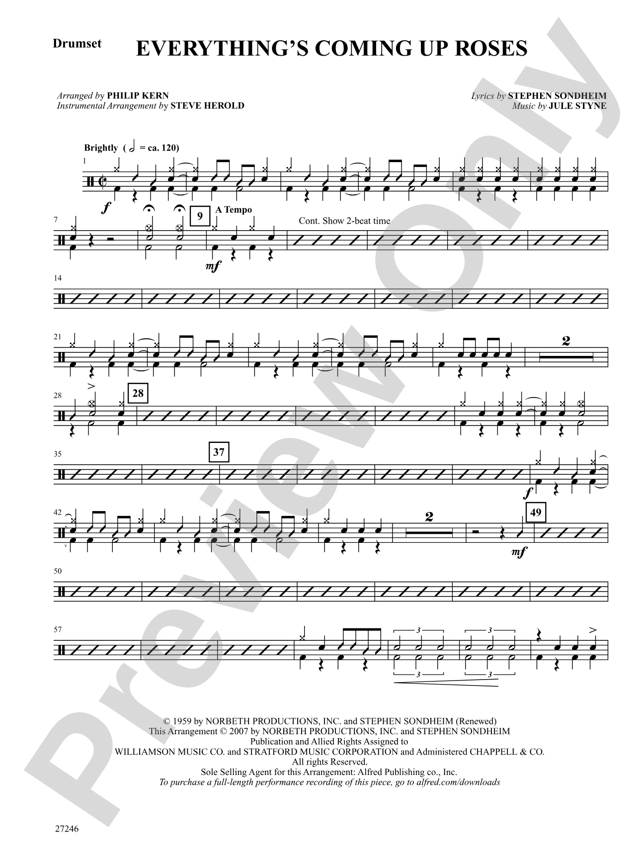 Everything's Coming Up Roses (from Gypsy): Drums: Choral SoundPax
