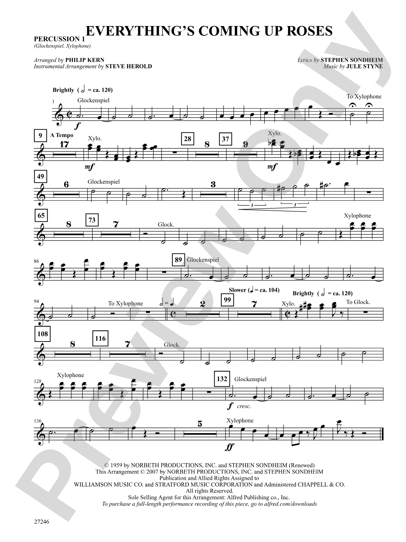 Everything's Coming Up Roses (from Gypsy): 1st Percussion: Choral SoundPax
