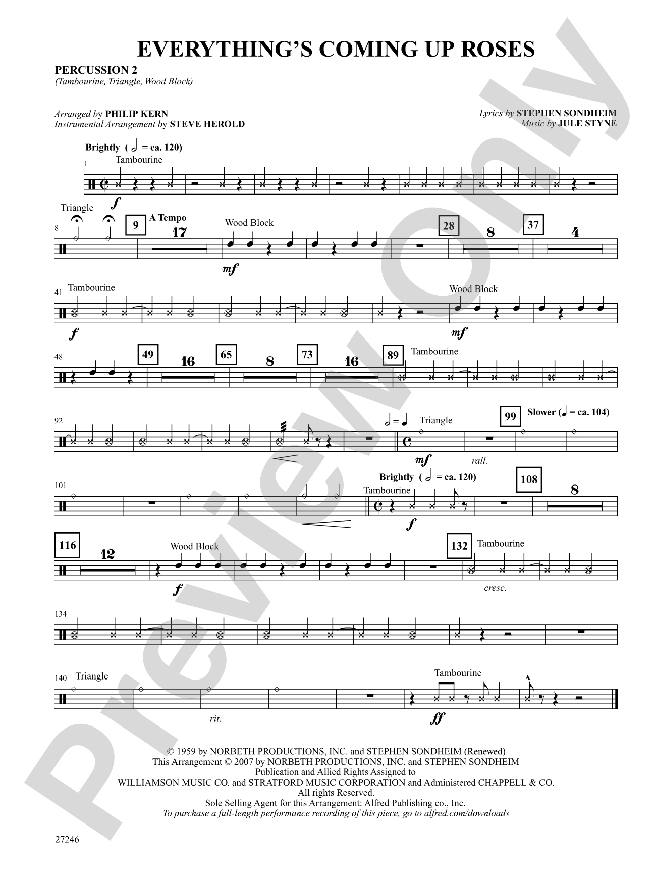 Everything's Coming Up Roses (from Gypsy): 2nd Percussion: Choral SoundPax