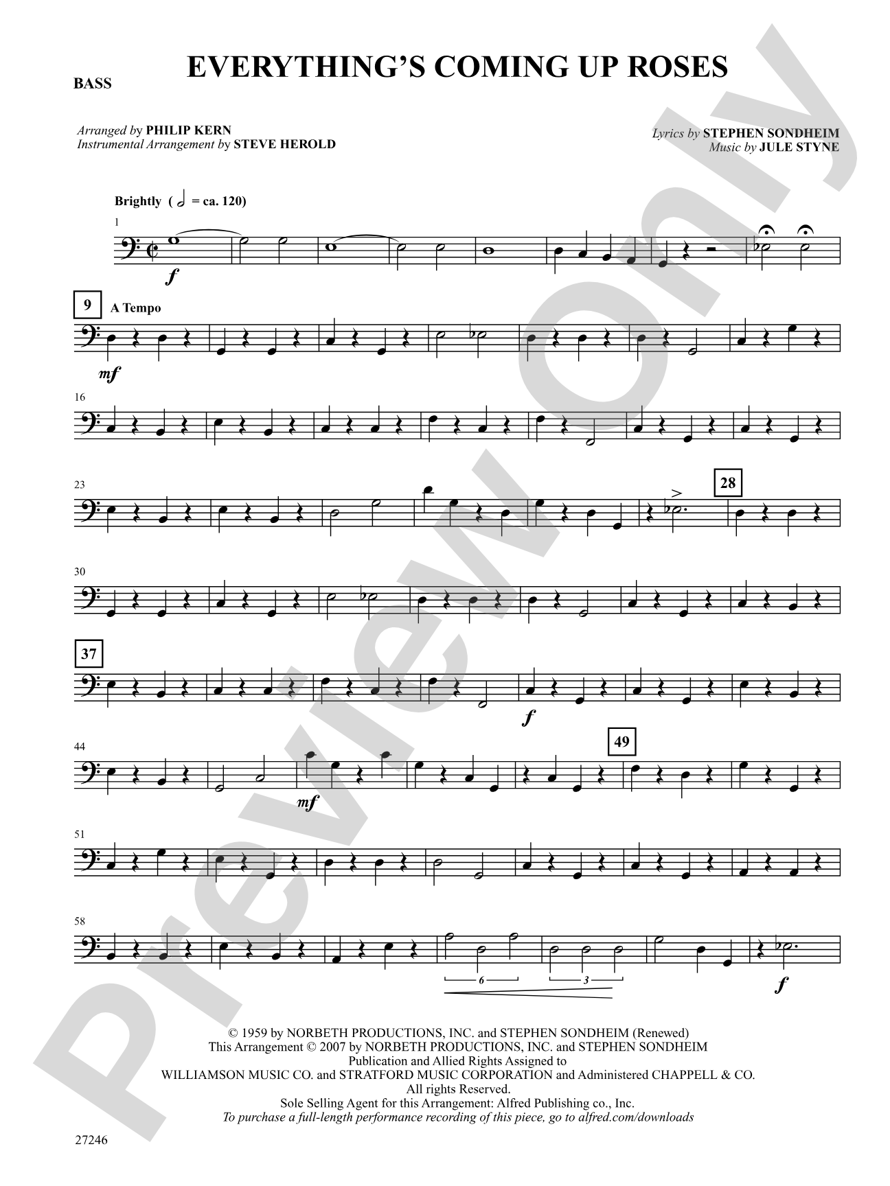 Everything's Coming Up Roses (from Gypsy): String Bass: Choral SoundPax