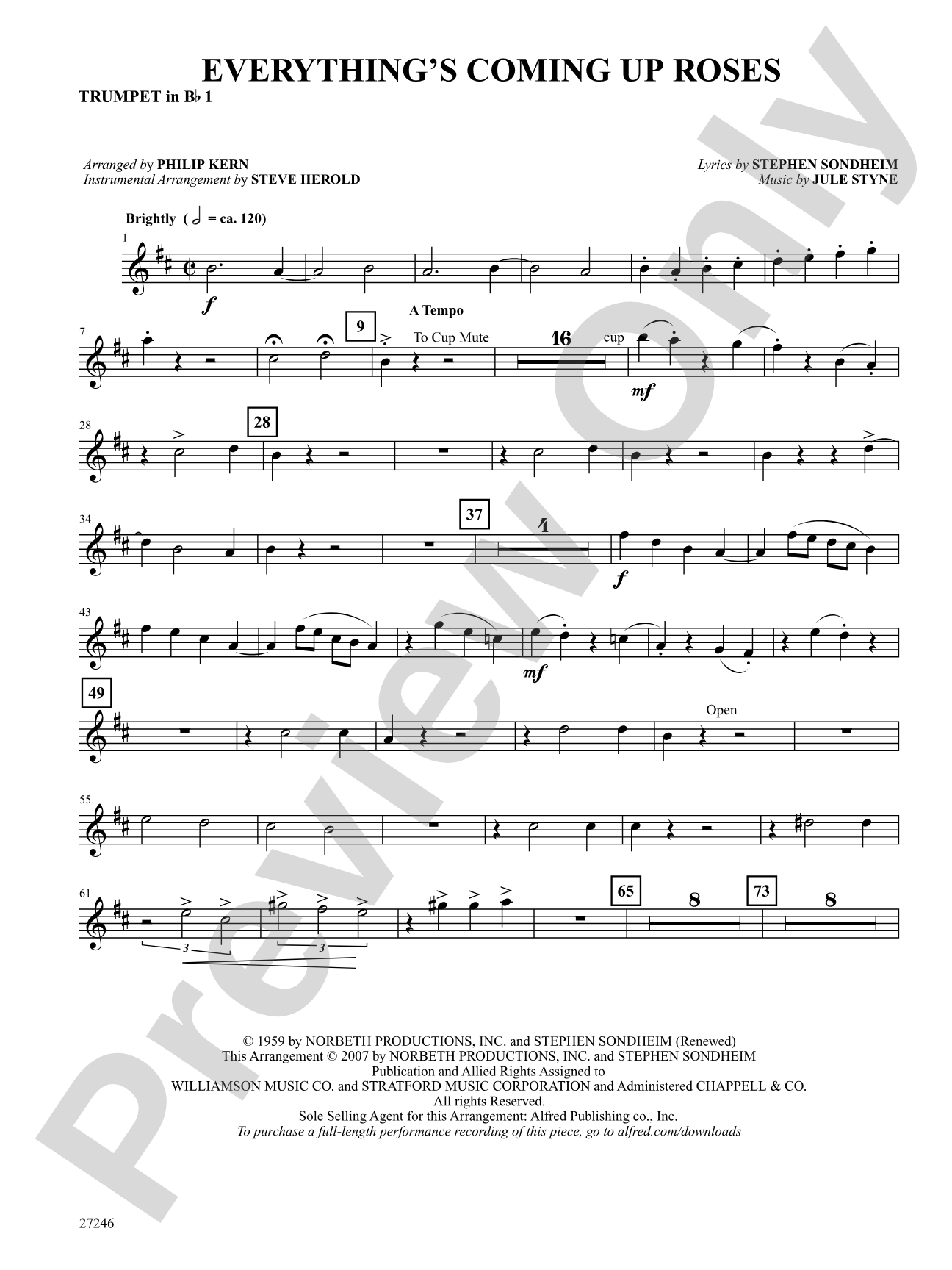 Everything's Coming Up Roses (from Gypsy): 1st B-flat Trumpet: Choral SoundPax