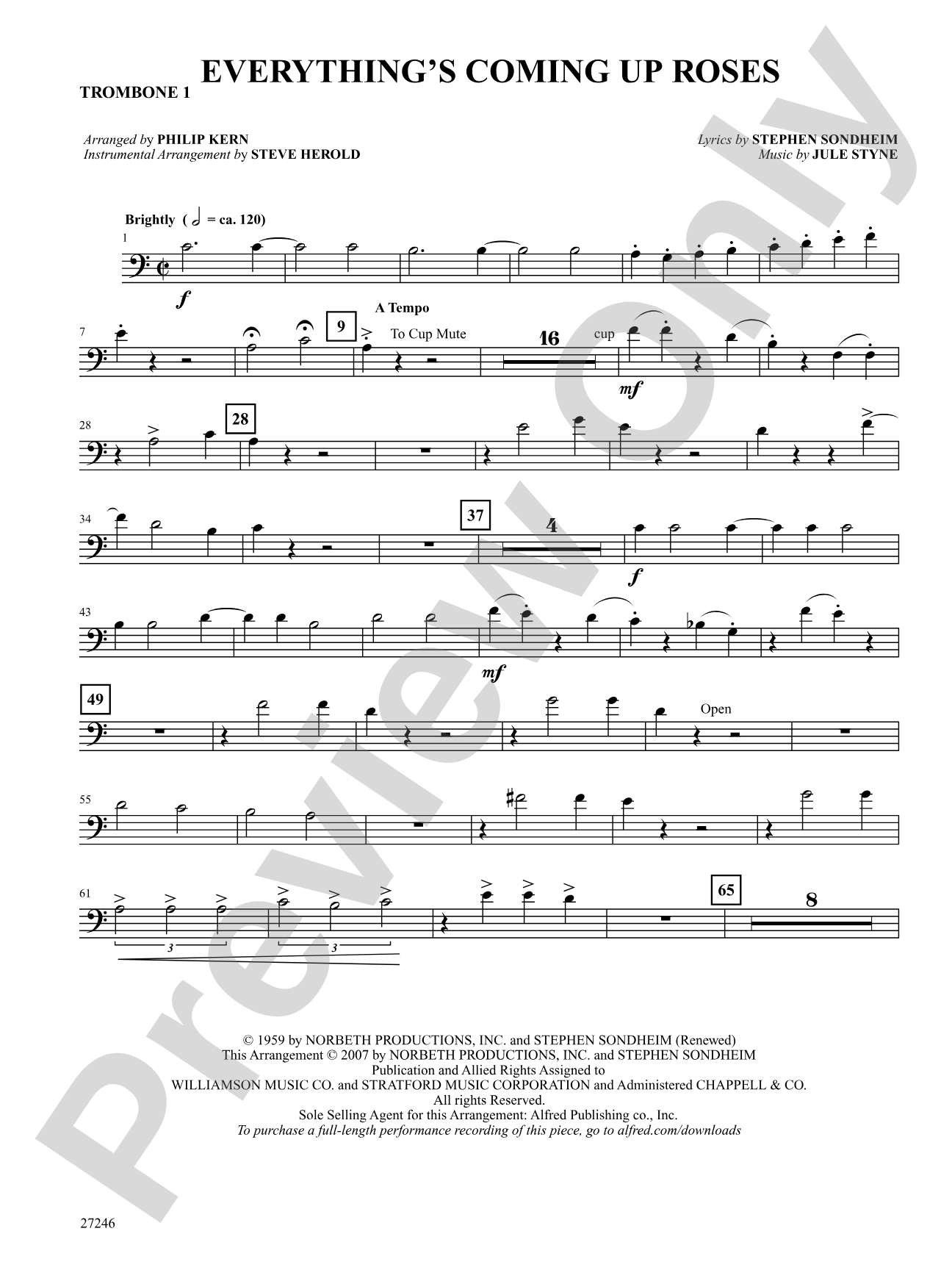 Everything's Coming Up Roses (from Gypsy): 1st Trombone: Choral SoundPax