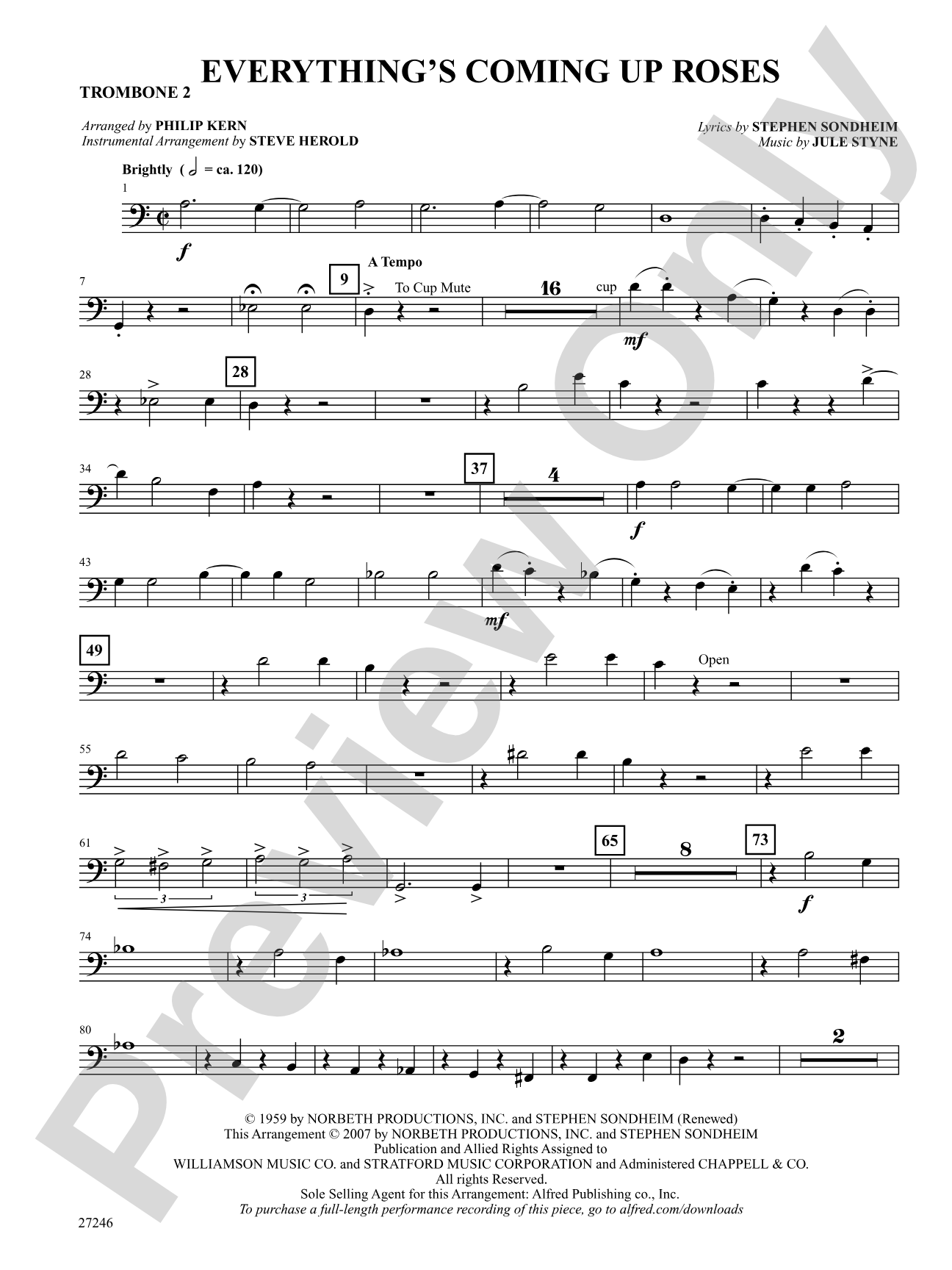 Everything's Coming Up Roses (from Gypsy): 2nd Trombone: Choral SoundPax