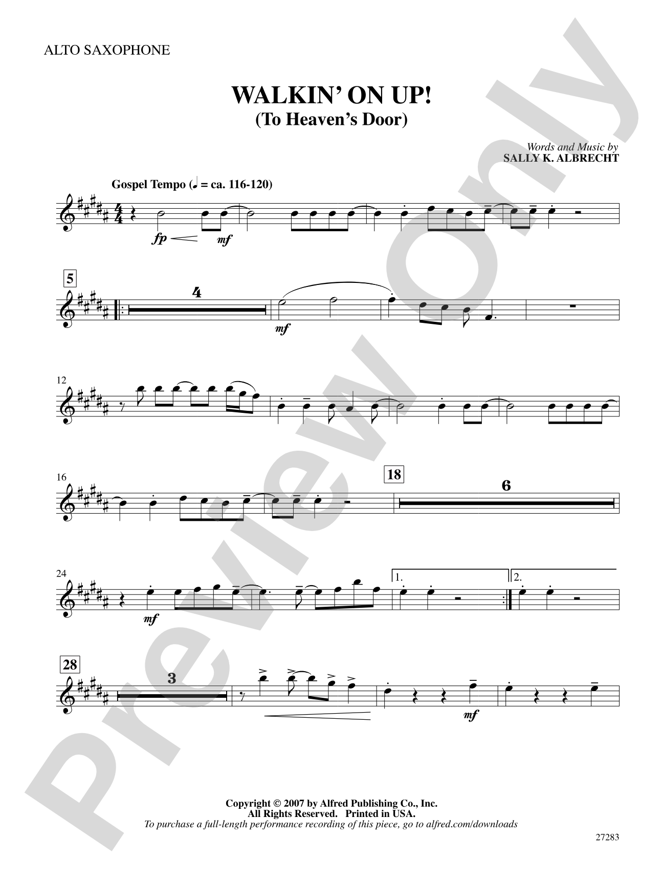 Walkin' On Up (To Heaven's Door): E-flat Alto Saxophone: Choral SoundPax