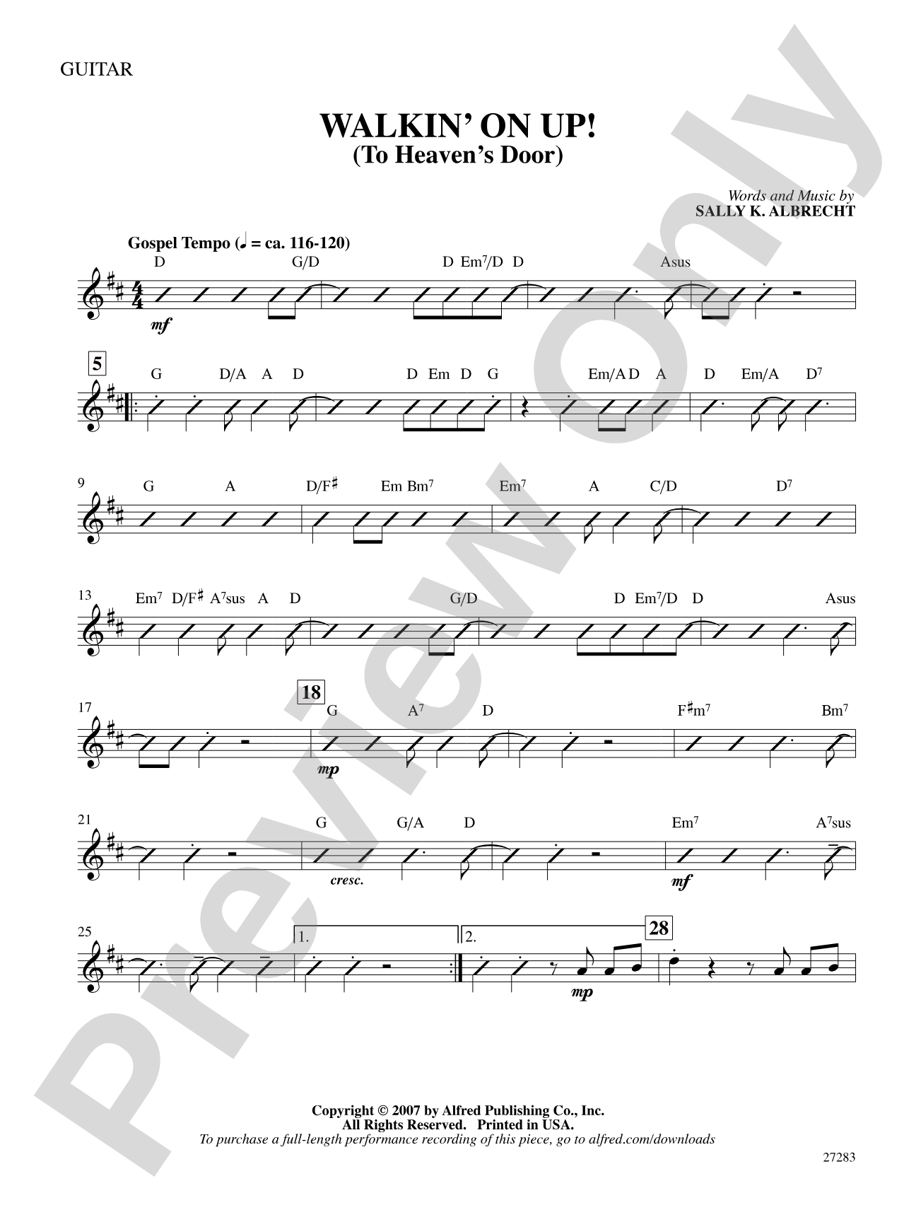 Walkin' On Up (To Heaven's Door): Guitar: Choral SoundPax