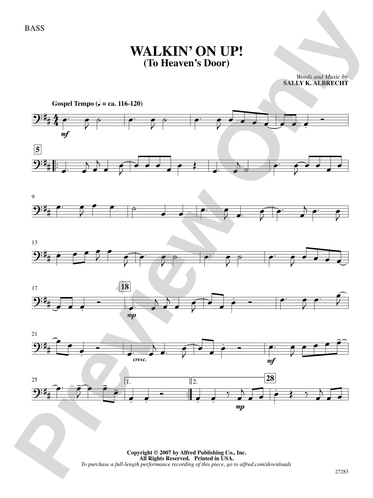 Walkin' On Up (To Heaven's Door): String Bass: Choral SoundPax