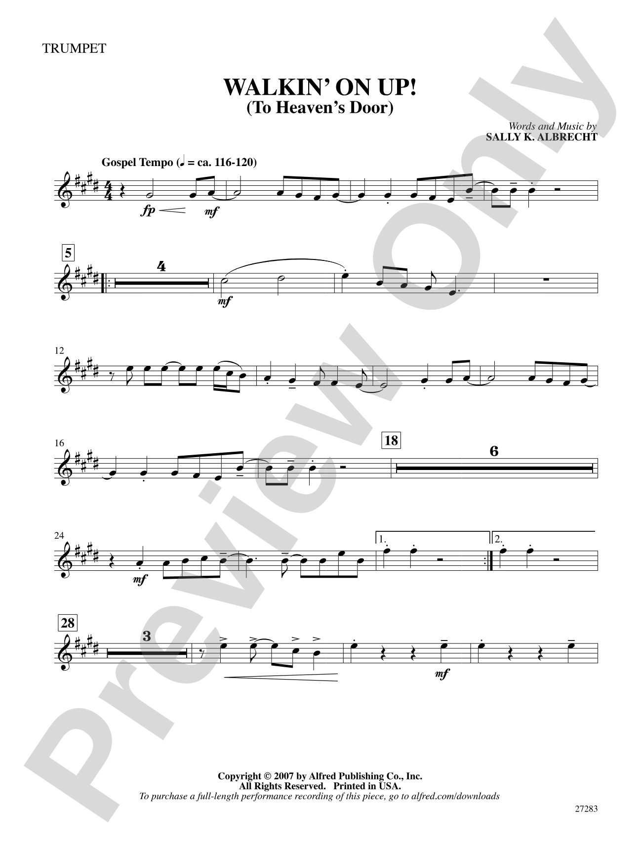 Walkin' On Up (To Heaven's Door): 1st B-flat Trumpet: Choral SoundPax