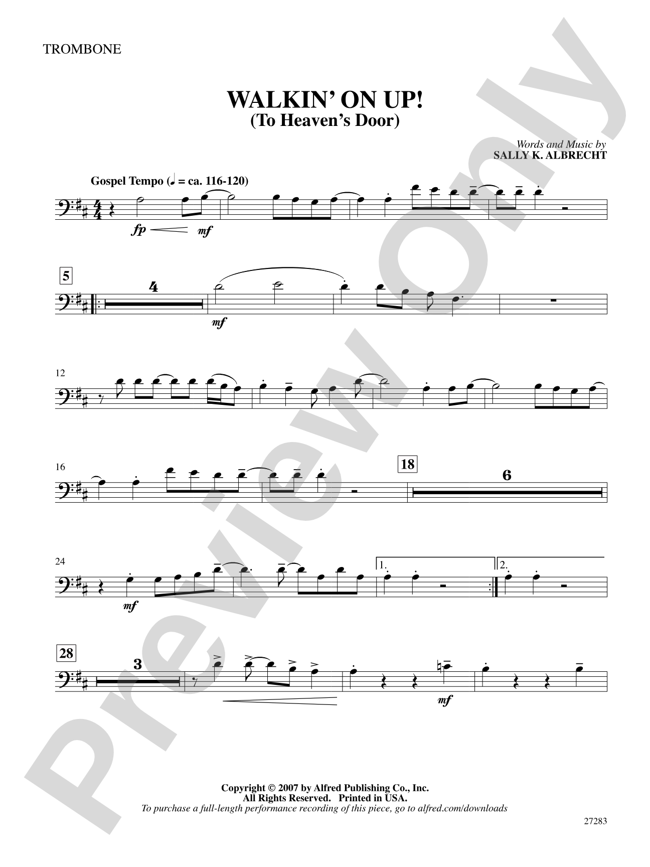 Walkin' On Up (To Heaven's Door): 1st Trombone: Choral SoundPax